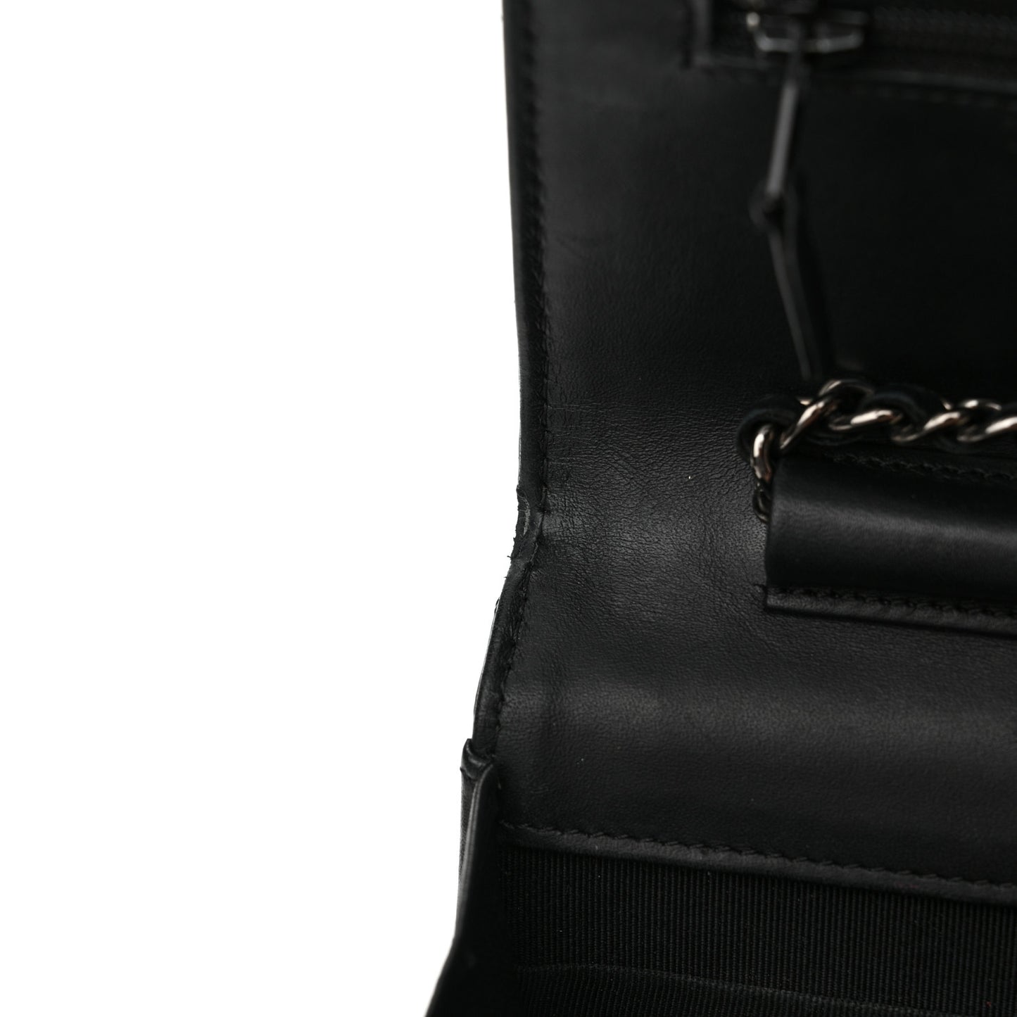 Patent Calfskin Quilted Wallet On Chain WOC Black