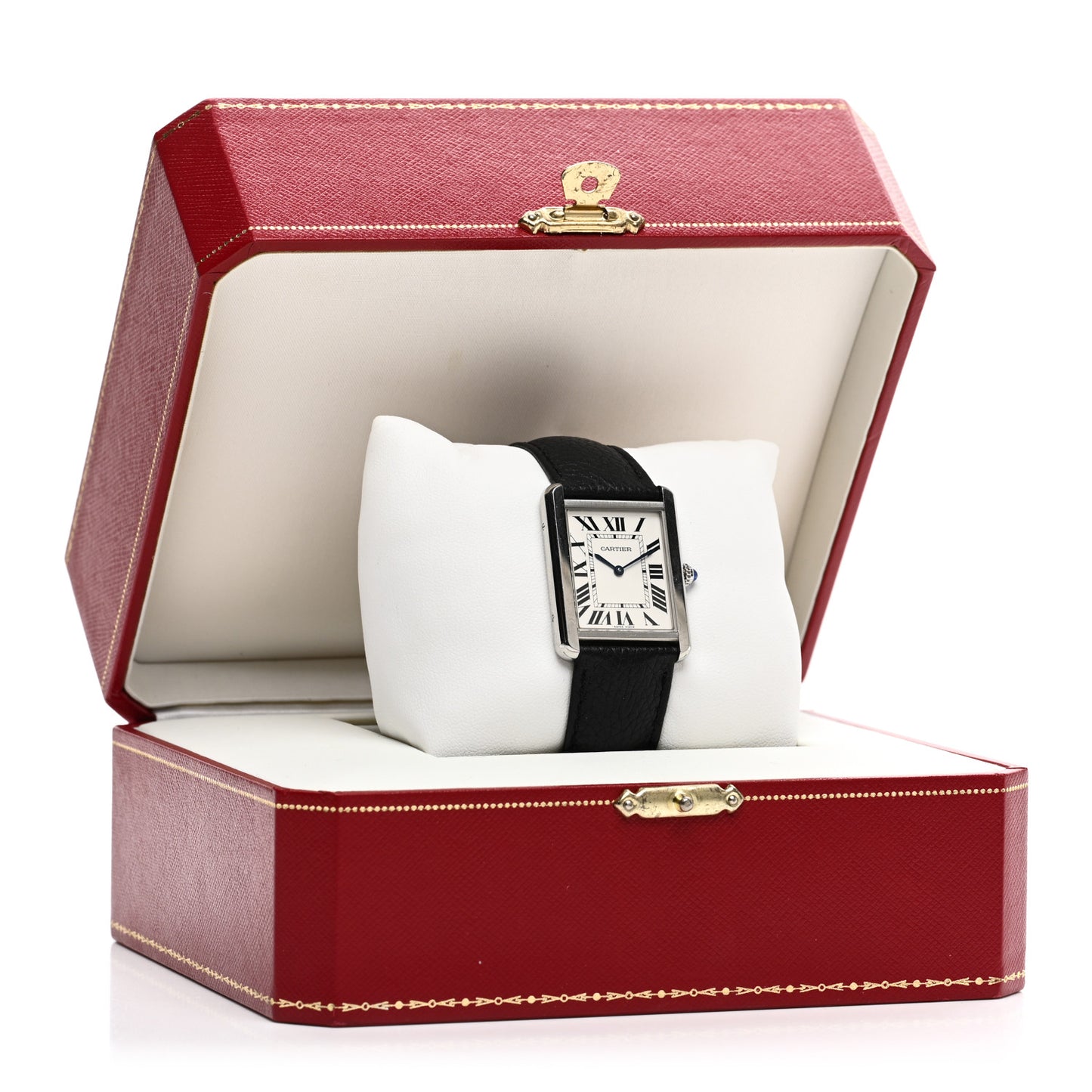 Stainless Steel Calfskin 27mm Tank Solo Quartz Watch