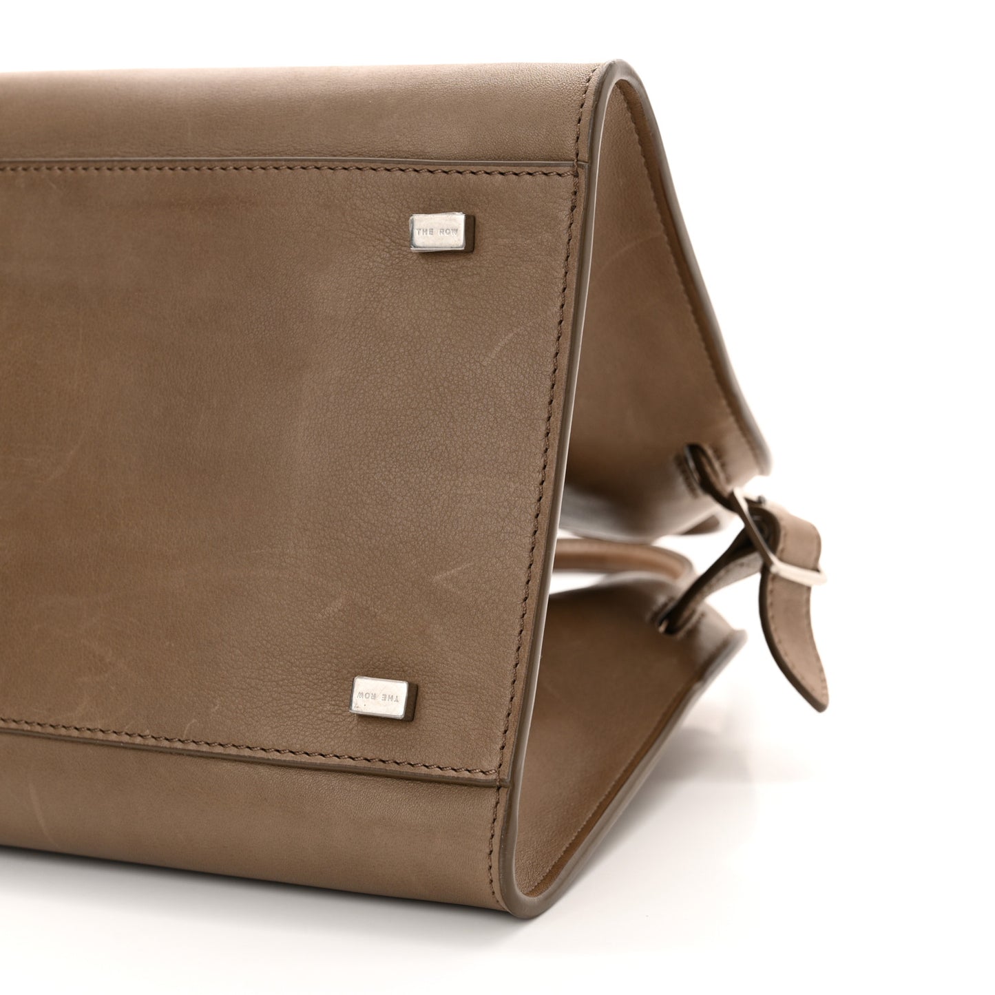 Polished Saddle Calfskin Soft Margaux 10 Bag Mouse Grey