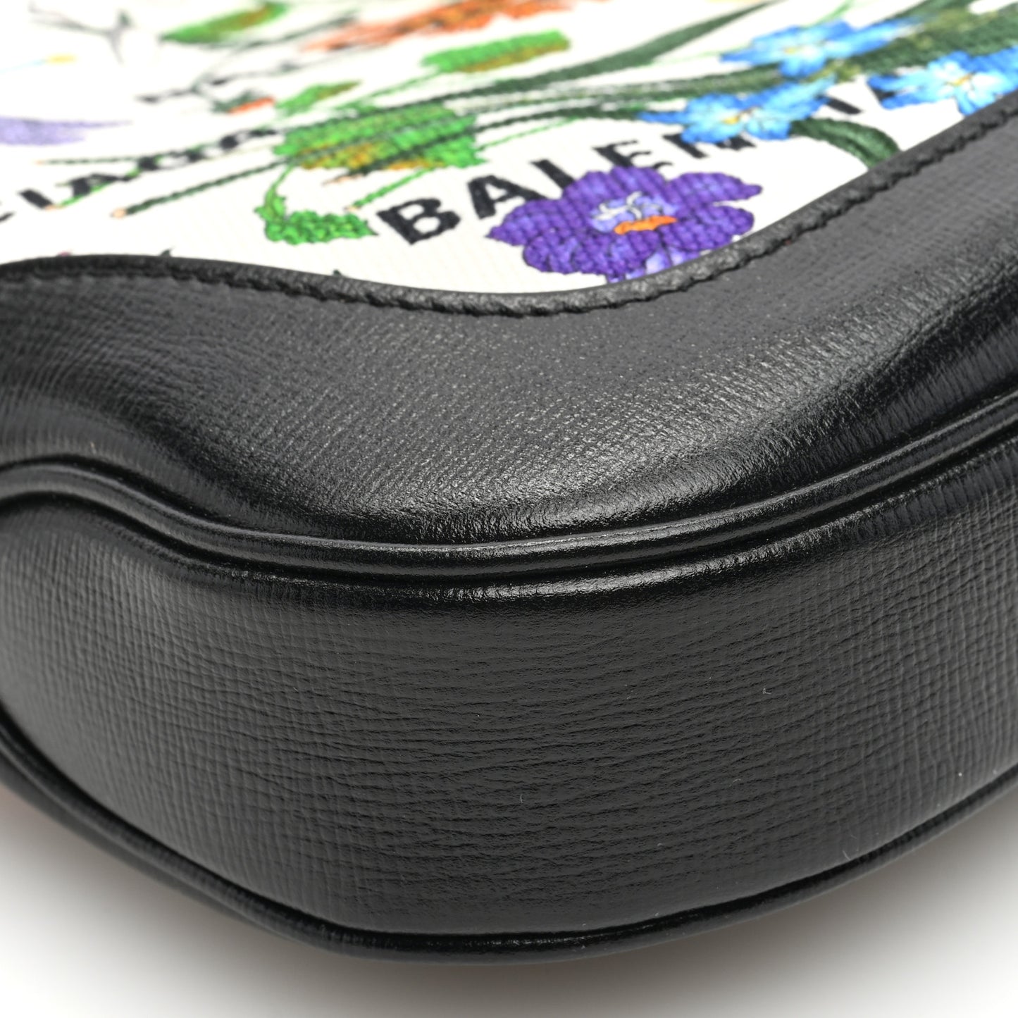 X BALENCIAGA Canvas Boarded Pluton Calfskin Flora Logo Print Small Jackie 1961 Hobo White Multicolor Black