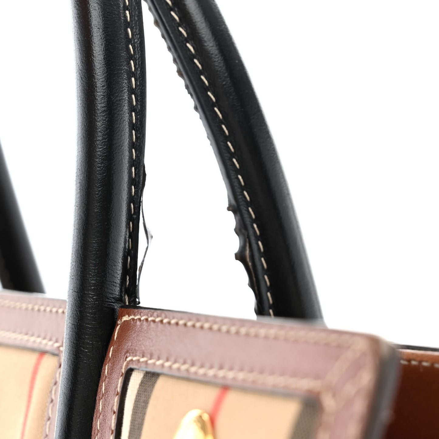 Calfskin Vintage Check Medium Two Handle Title Bag Black