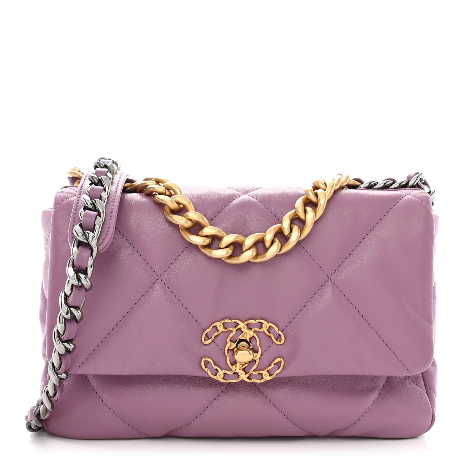 Chanel Lambskin Quilted Medium Chanel 19 Flap Light Purple 1 of 10