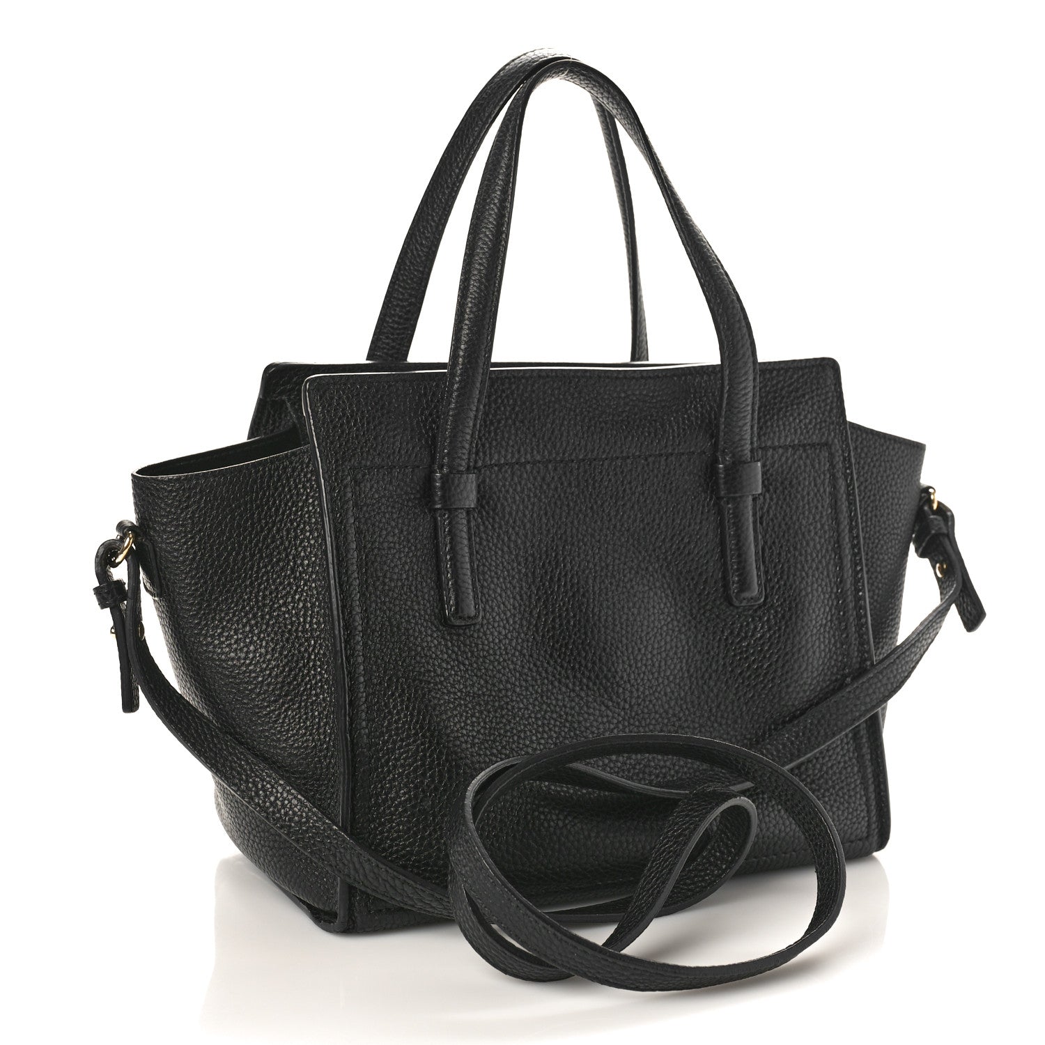 Salvatore Ferragamo Hammered Calfskin Double Handle Small Amy Tote Black 2 of 8