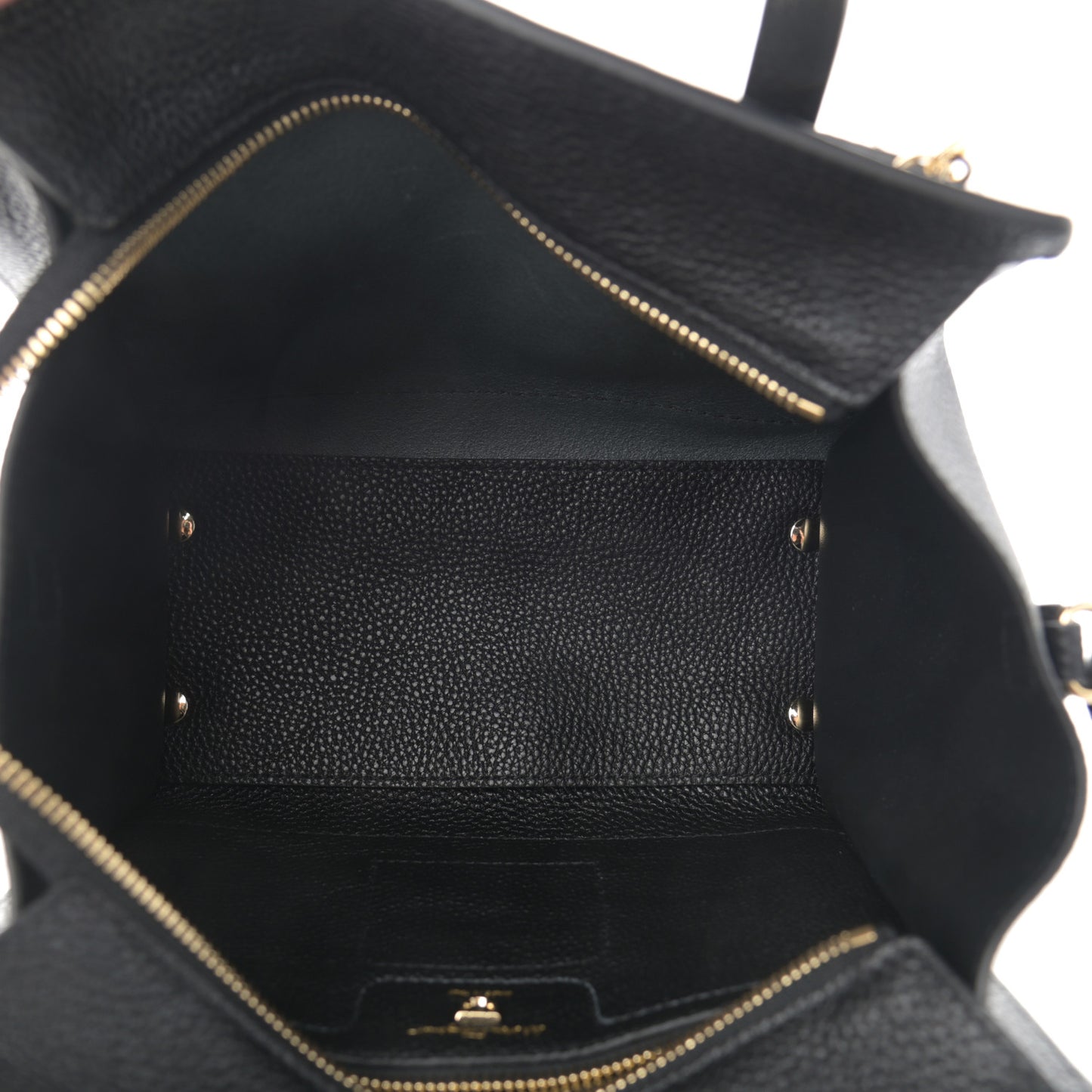 Hammered Calfskin Double Handle Small Amy Tote Black