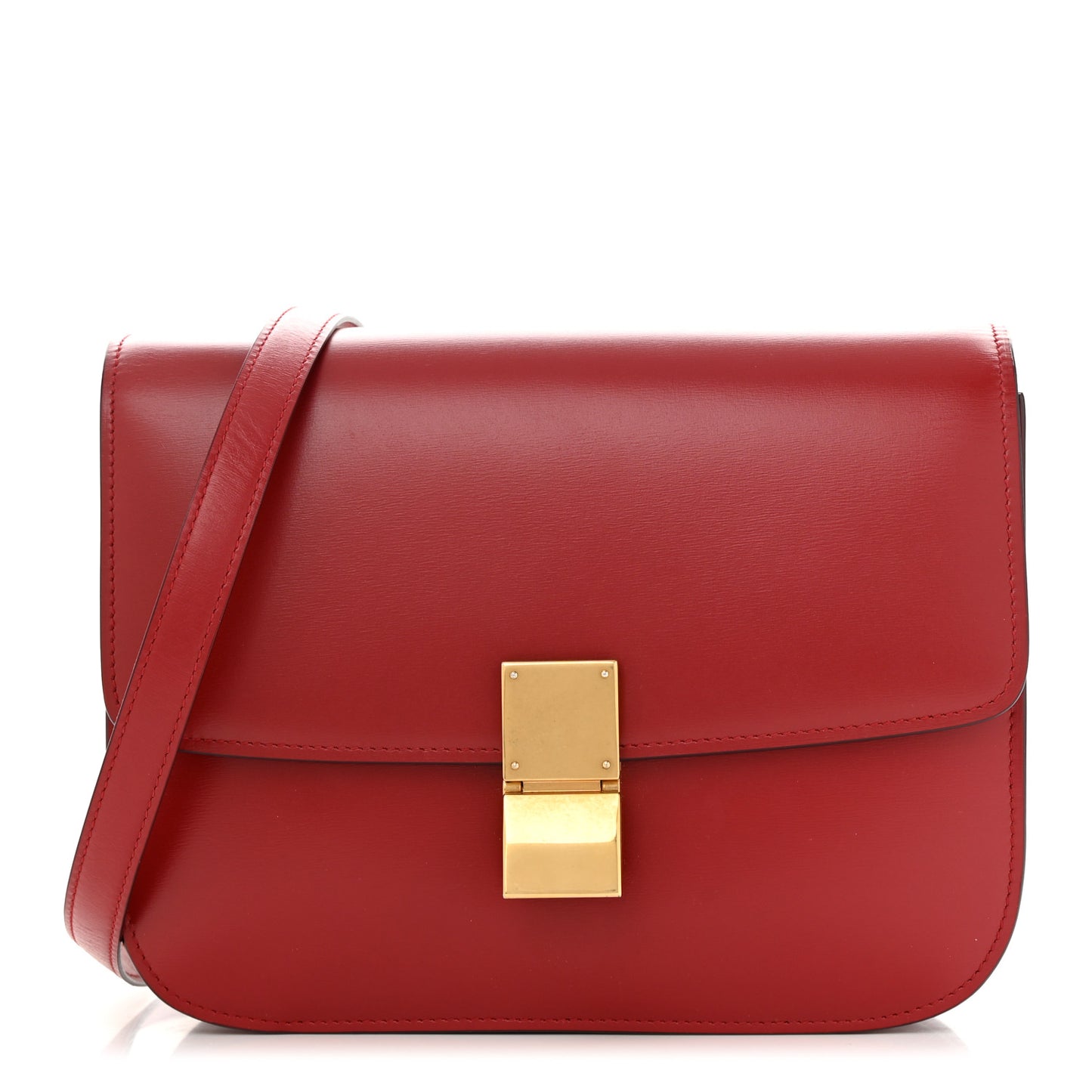 Box Calfskin Medium Classic Box Flap Bag Red
