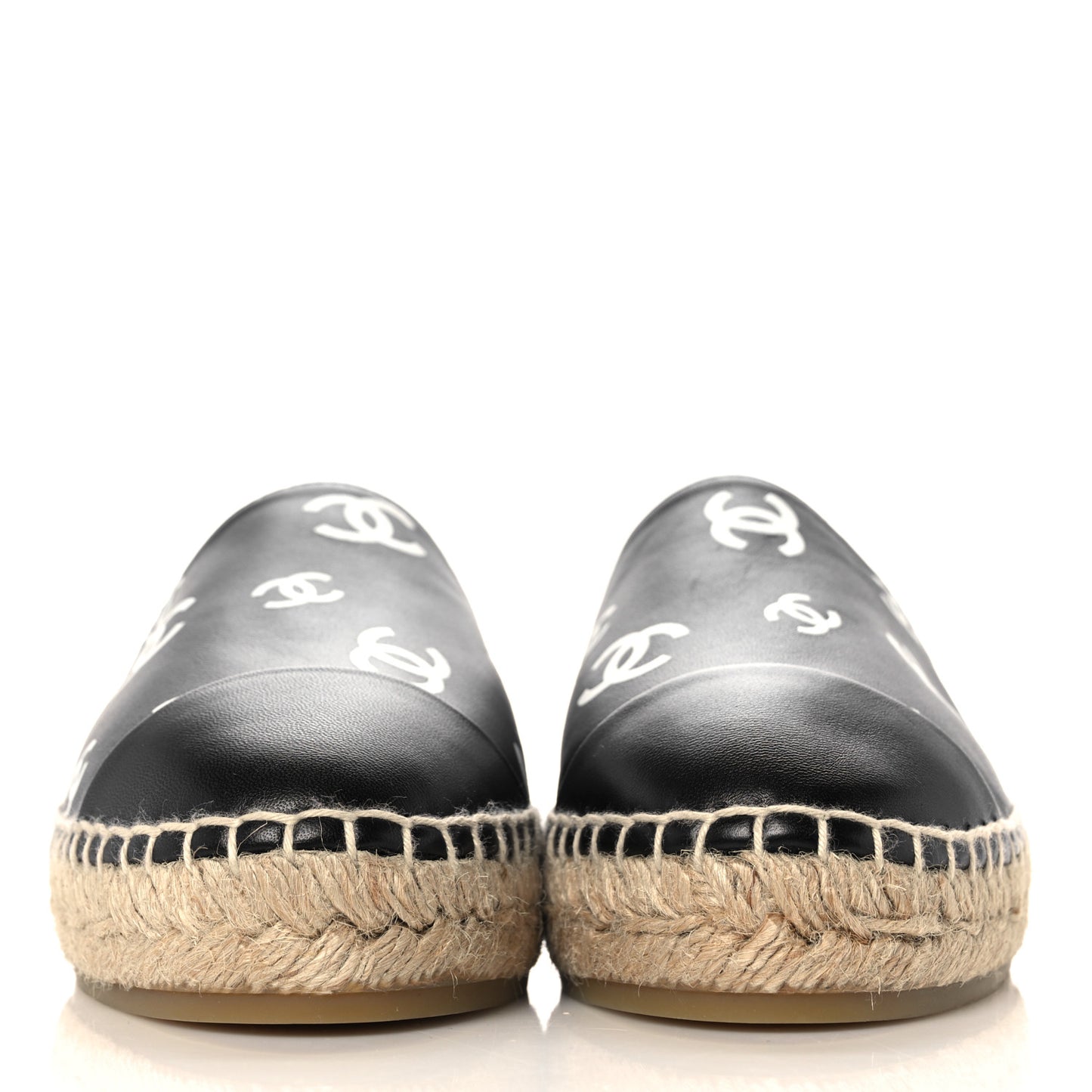 Printed Lambskin CC Espadrilles 37 Black White