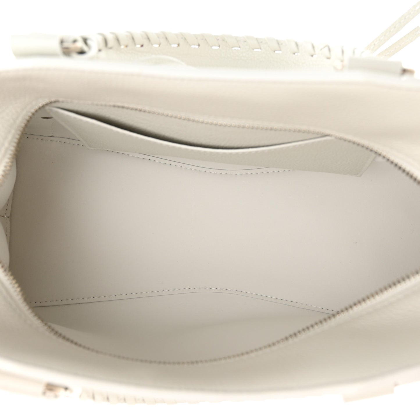 Grained Calfskin Neo Classic Silver Hardware S City Chalky White