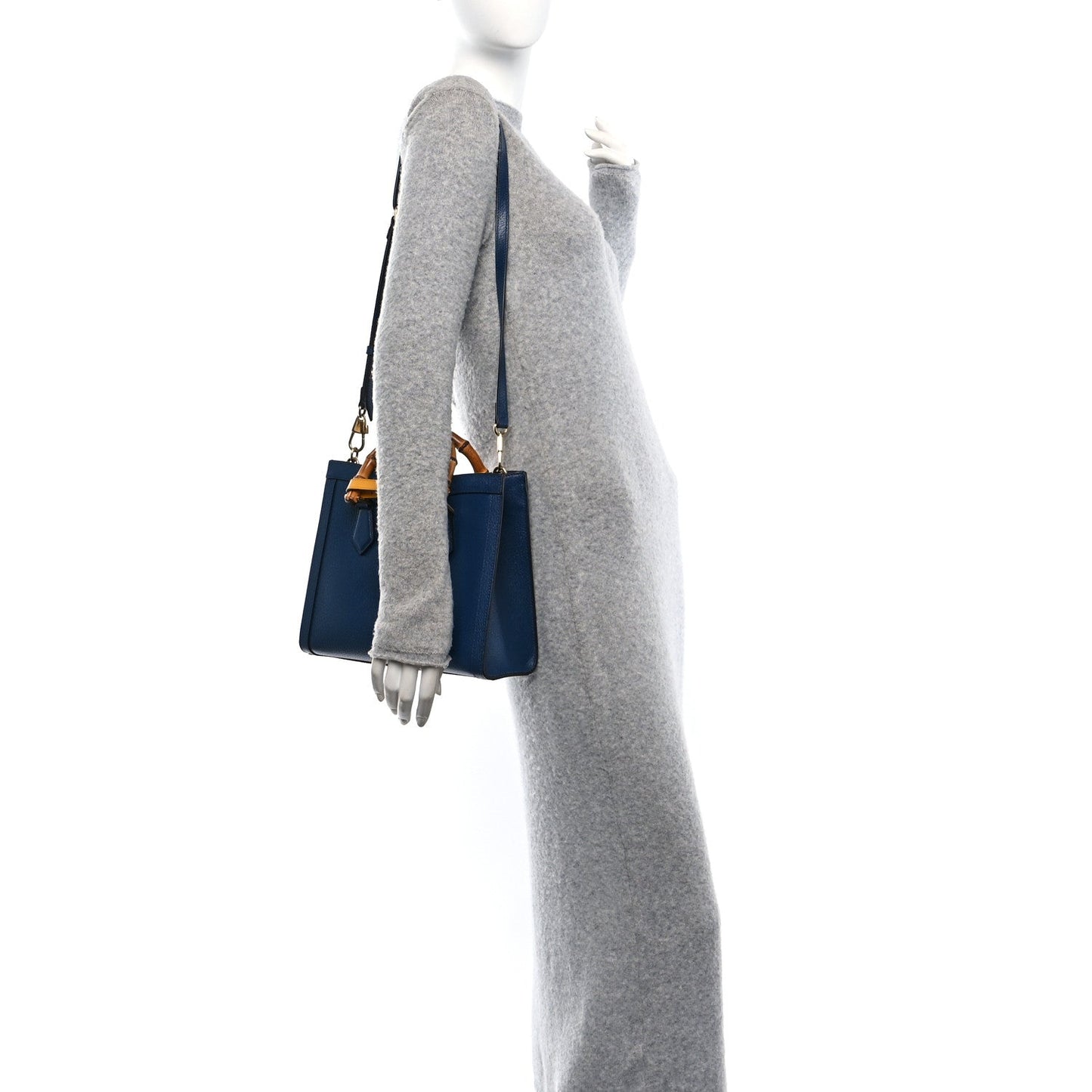 Textured Dollar Calfskin Web Small Diana Tote Bag Royal Crop