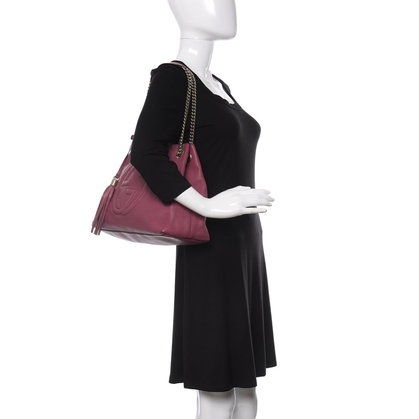 Pebbled Calfskin Medium Soho Chain Shoulder Bag Peonia Flower