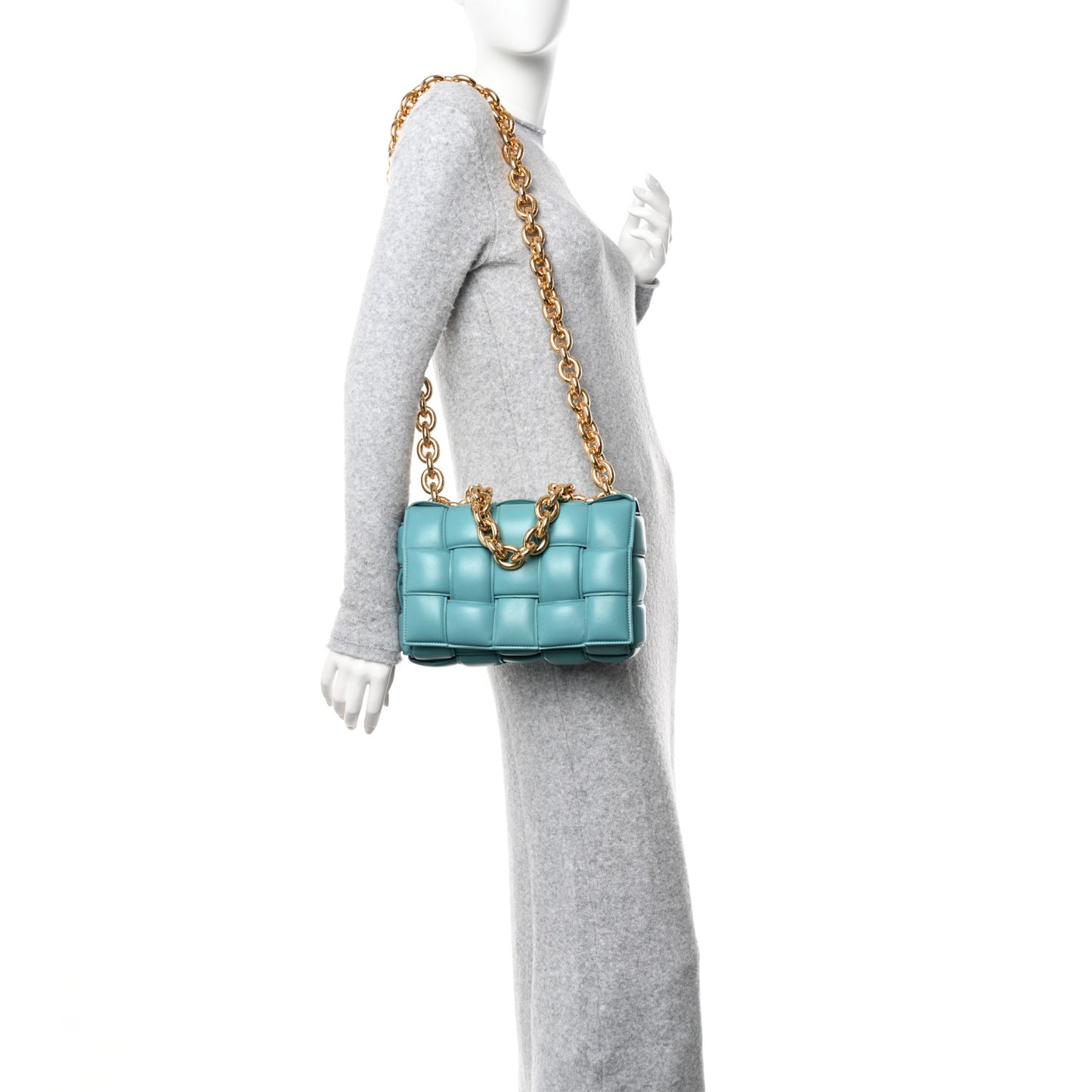 Lambskin Maxi Intreccio Padded Chain Cassette Crossbody Bag Mallard