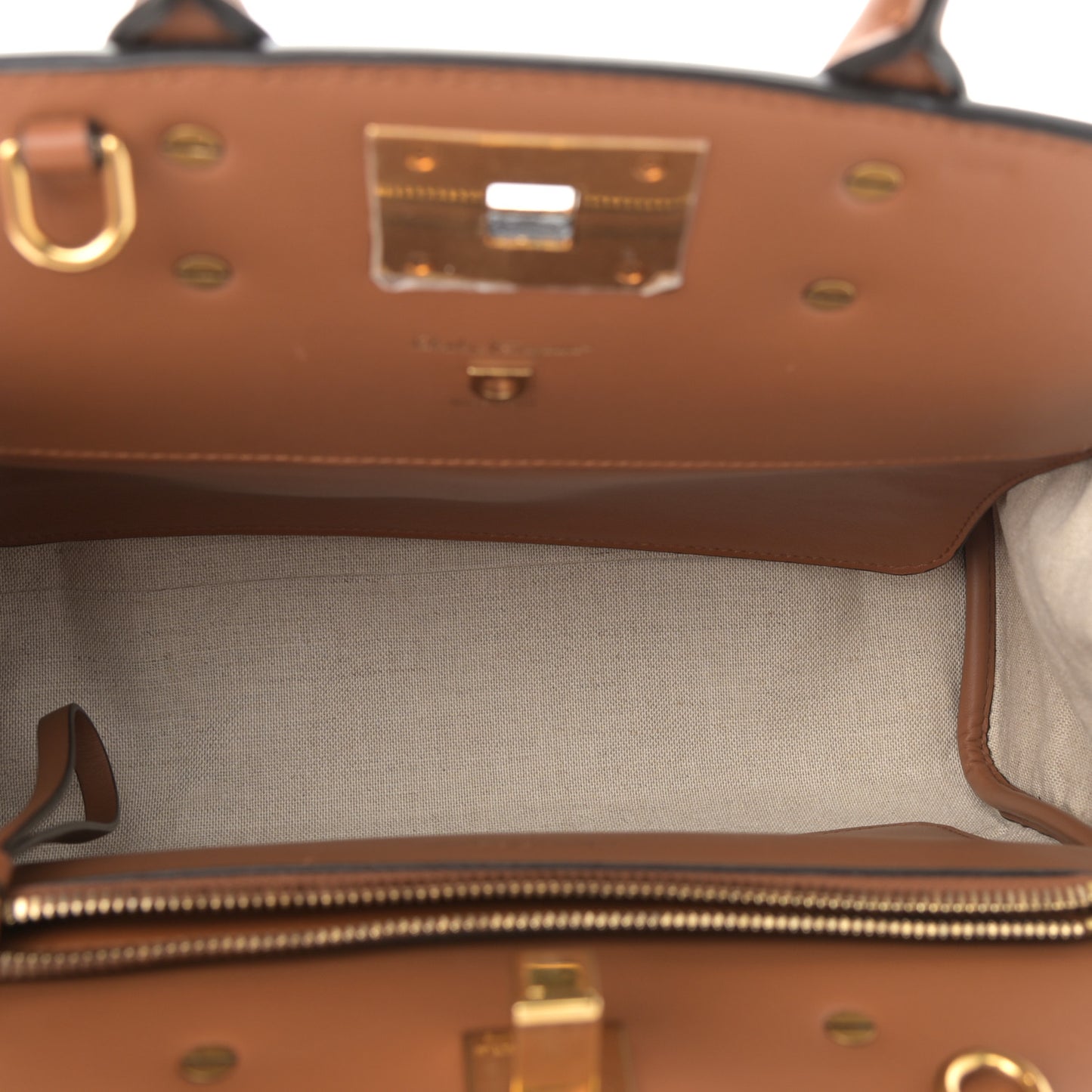 Canvas Calfskin Gancini Medium The Studio Bag Beige Brown