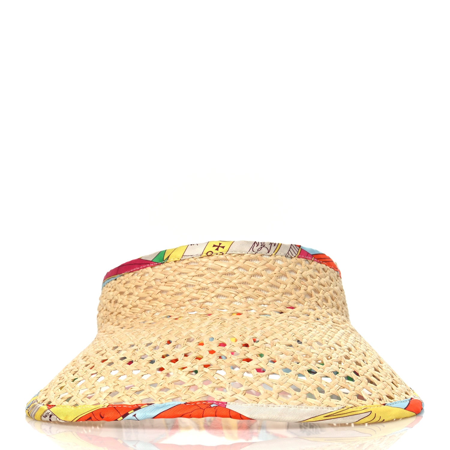 Hermes Panama Straw Woven Silk Astrologie Nouvelle Emilie Visor M Natural Amazone Pop 2 of 7