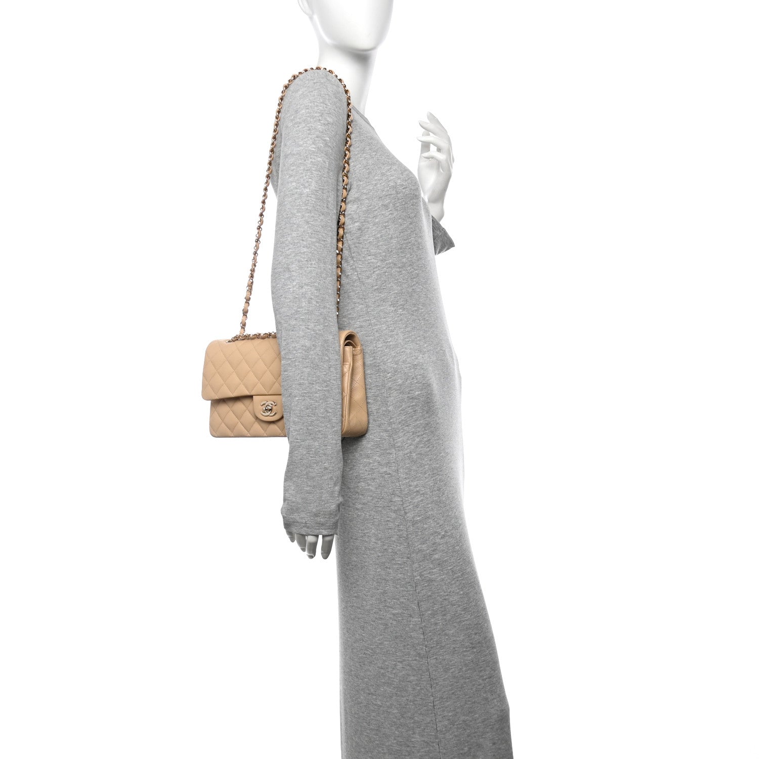 Chanel Caviar Quilted Medium Double Flap Beige 2 of 10