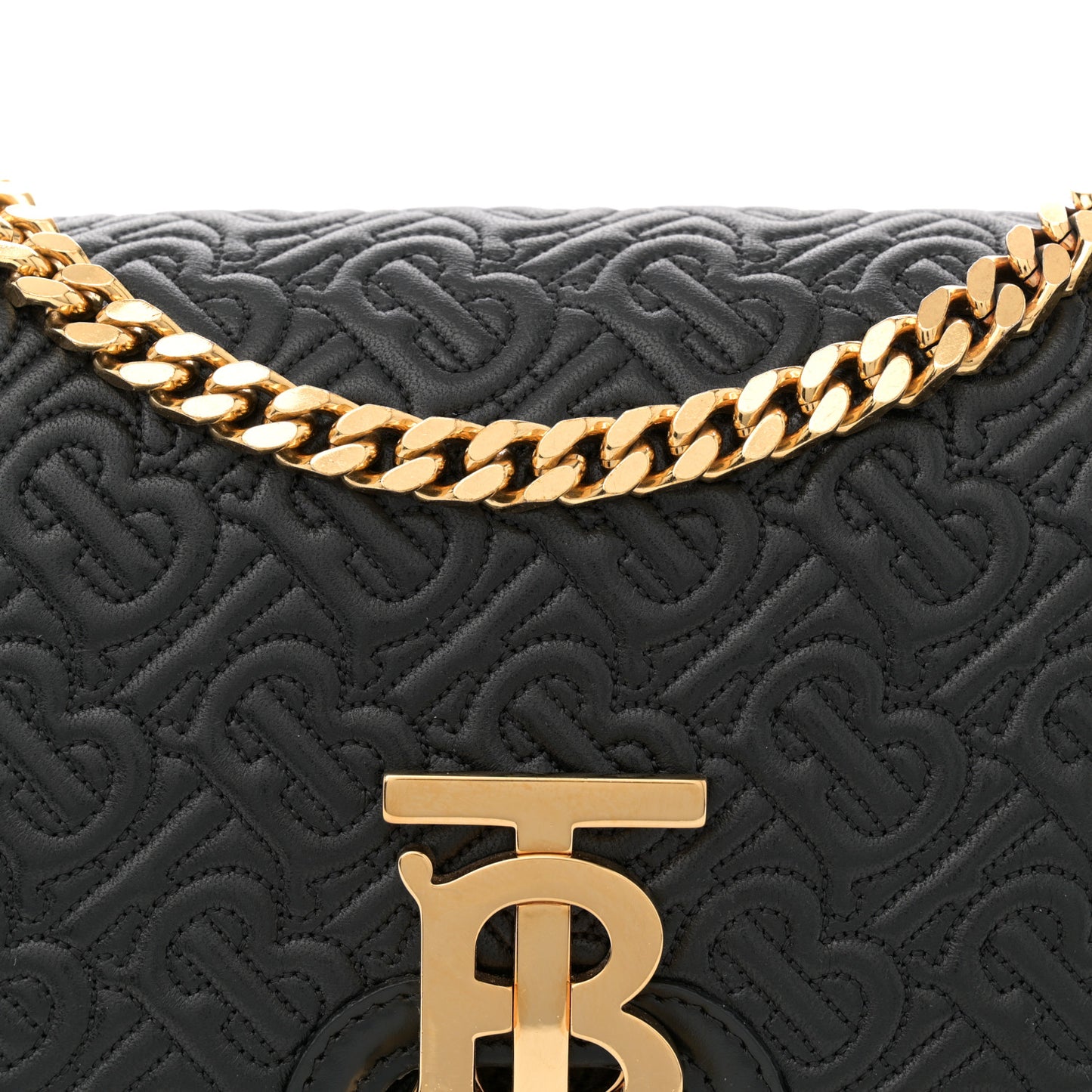 Calfskin Monogram Embossed Small TB Chain Bag Black