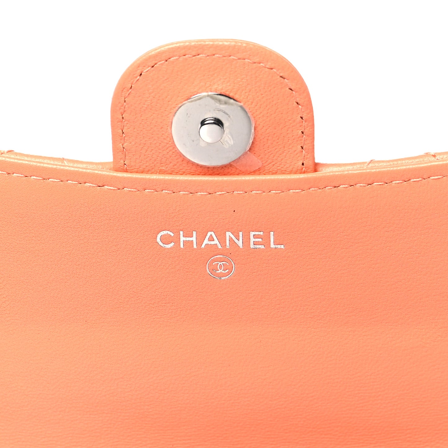Lambskin Quilted Flap Phone Holder With Chain Orange