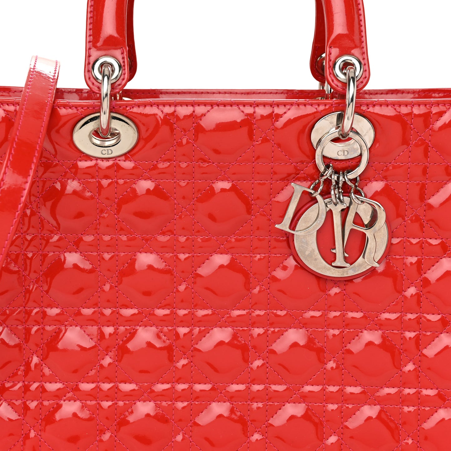 Patent Cannage Large Lady Dior Red