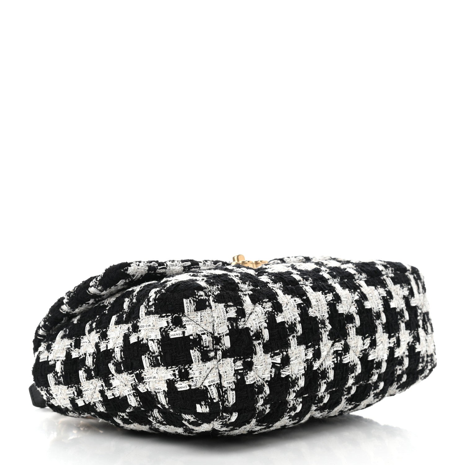 Chanel Tweed Quilted Large Chanel 19 Flap Black Ecru White 4 of 9