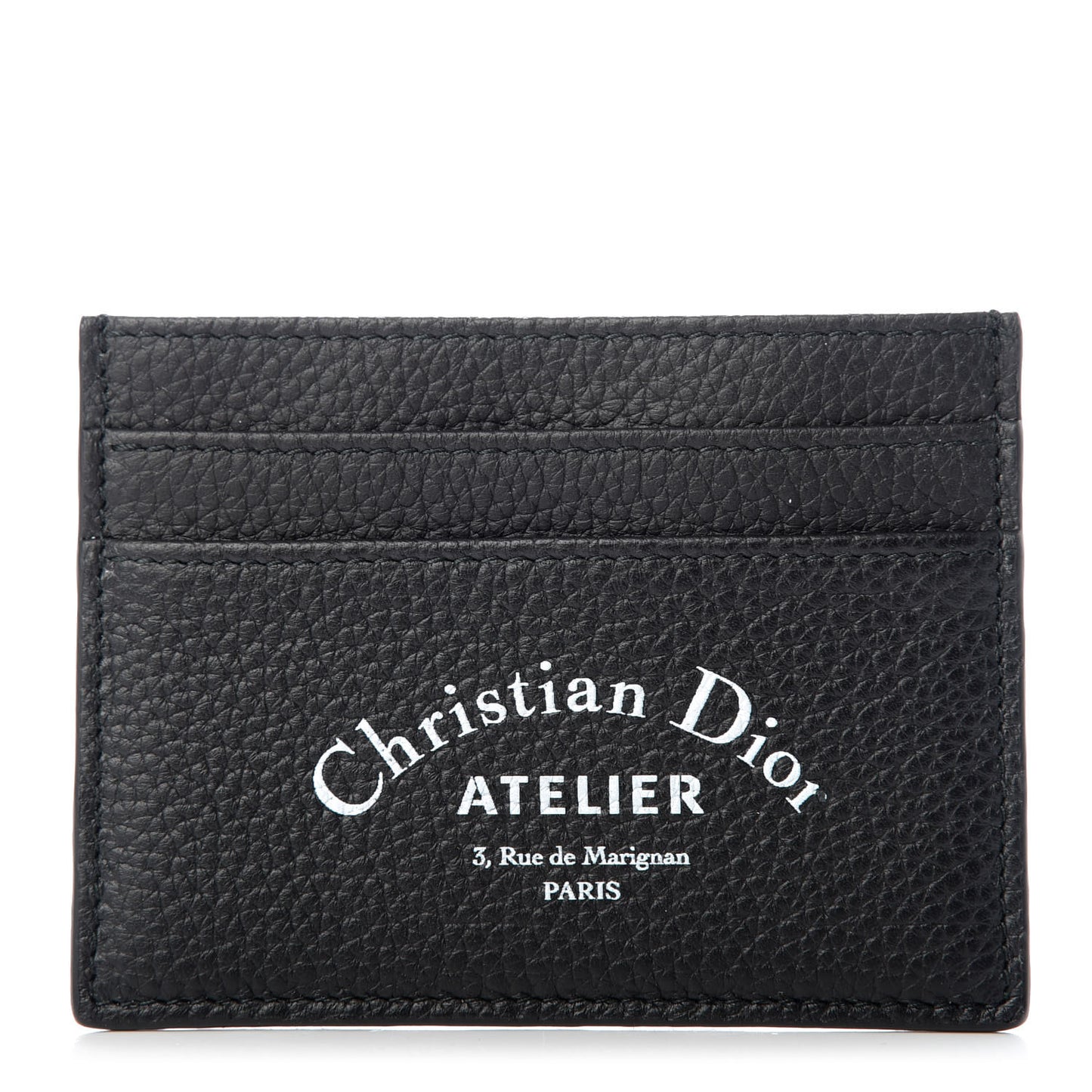 Grained Calfskin Card Holder Black