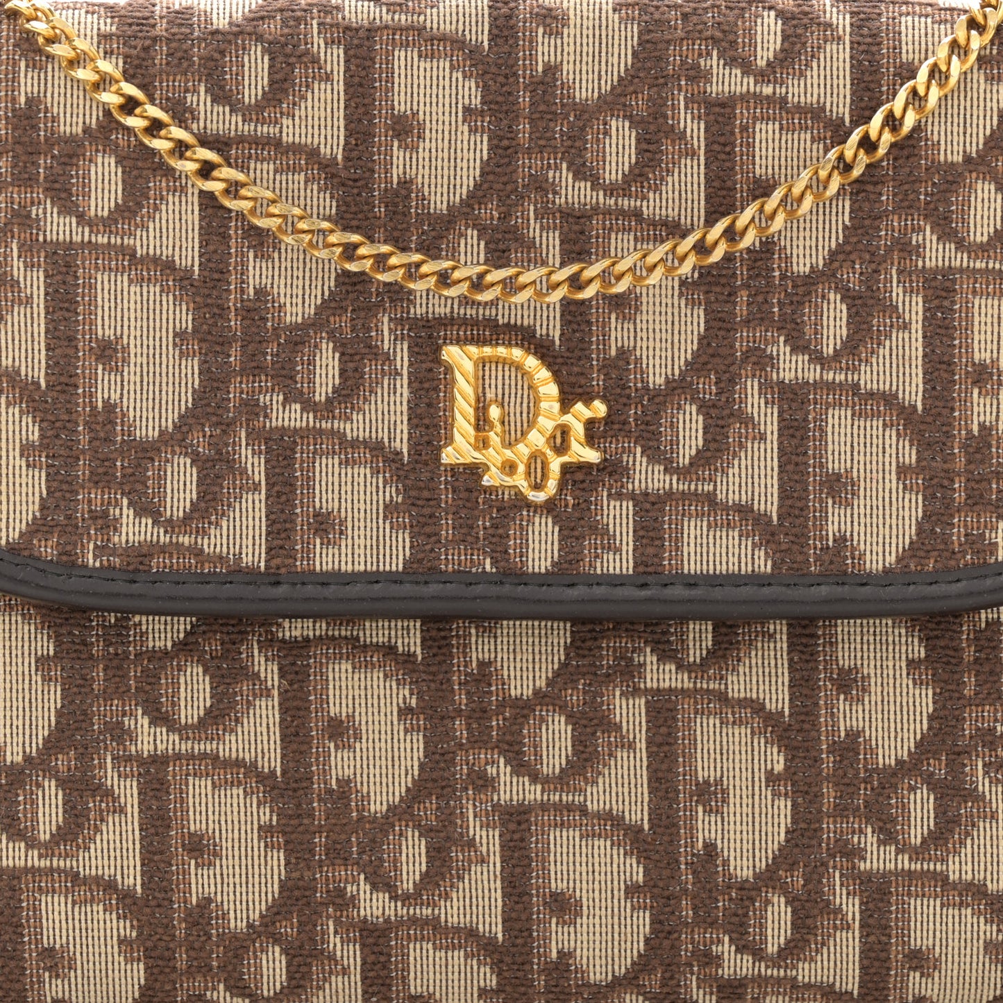Monogram Oblique Chain Flap Brown