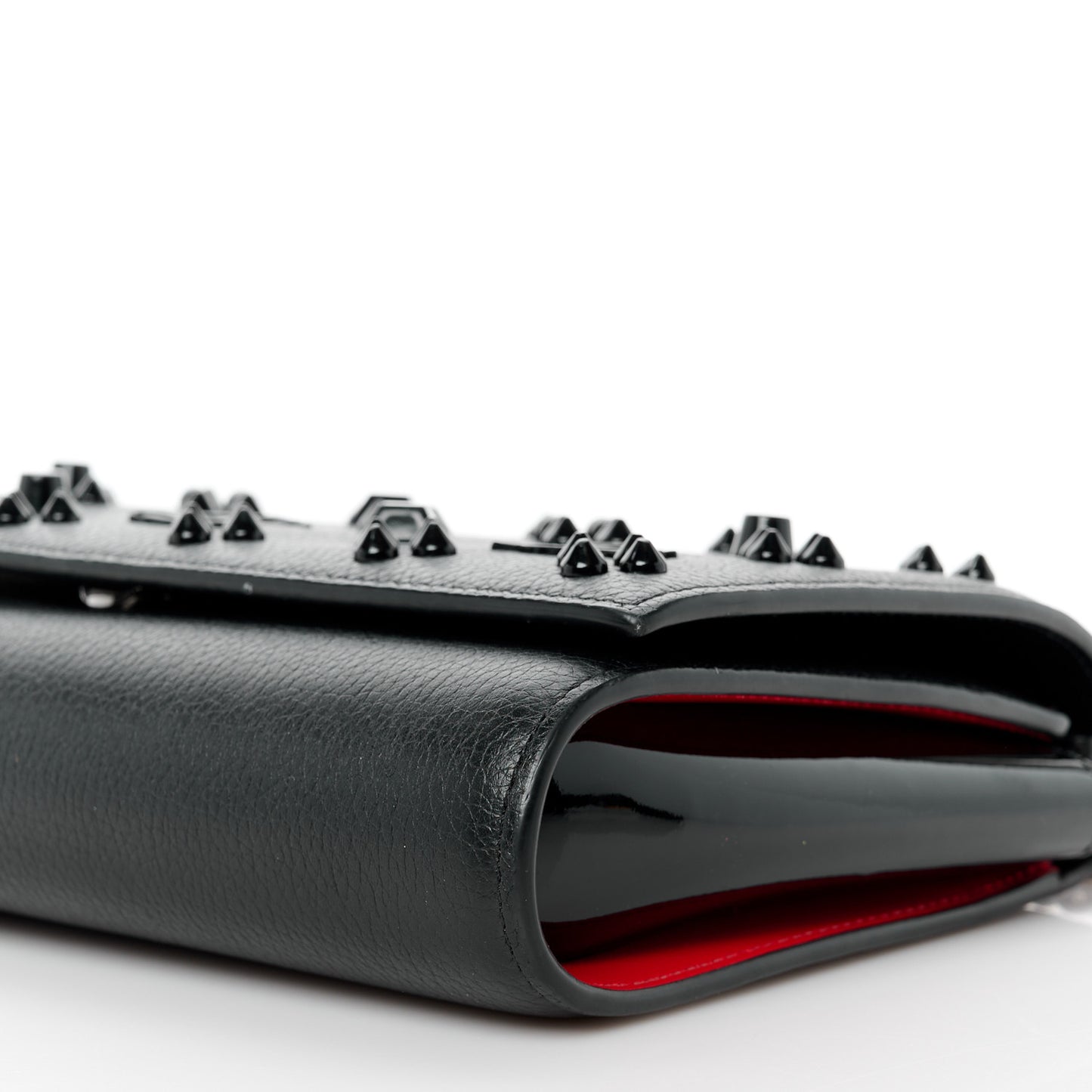 Calfskin Spikes Loubinthesky Paloma Clutch Black