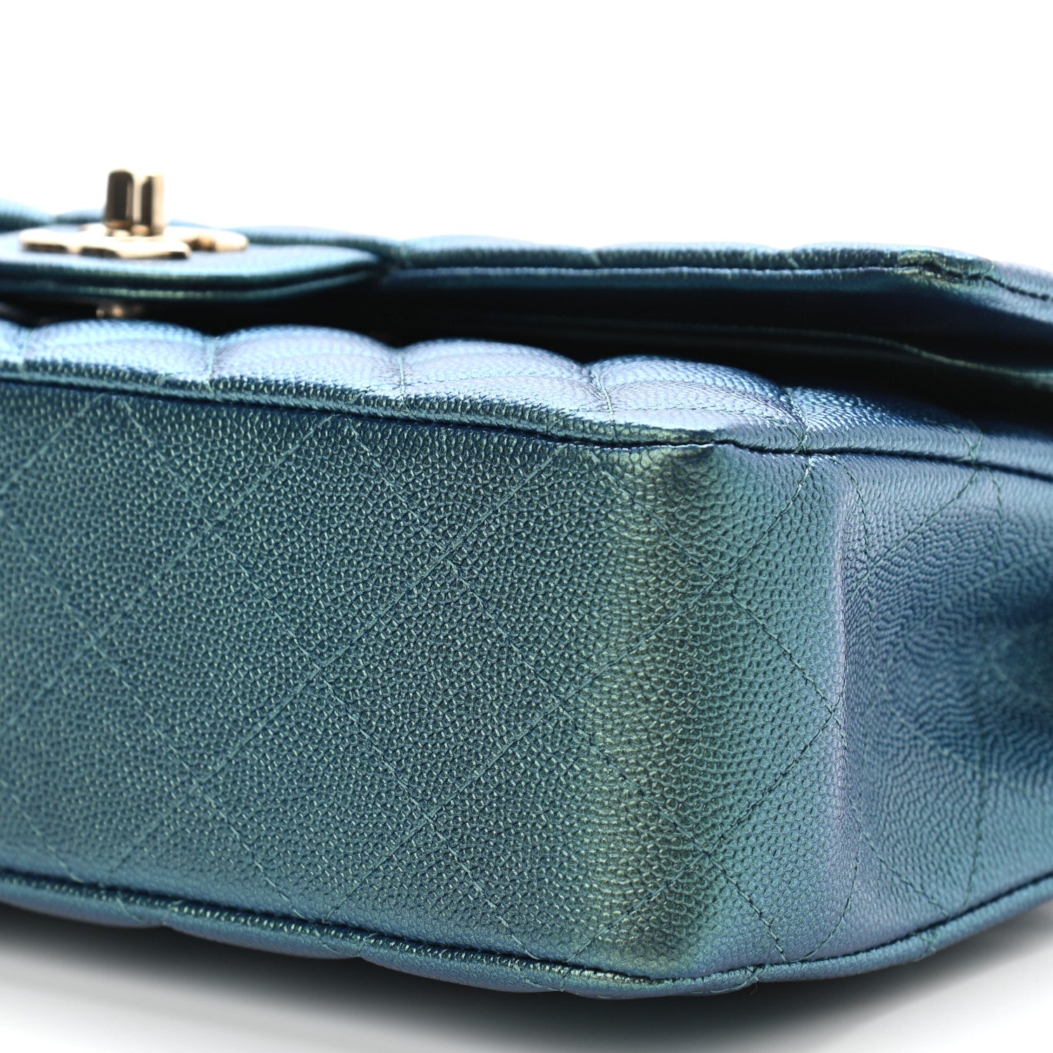 Chanel Iridescent Caviar Quilted Medium Double Flap Green 10 of 11