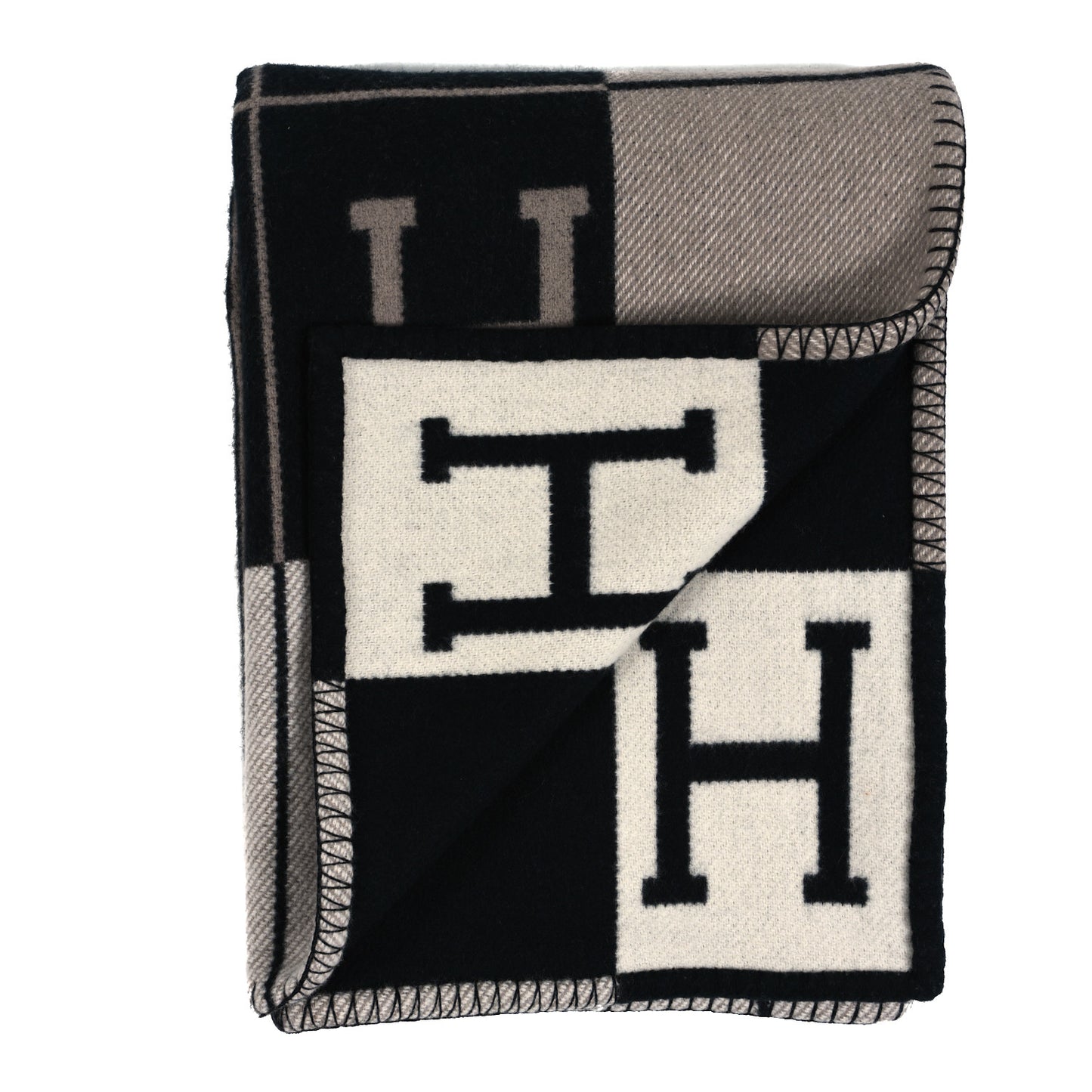 Wool Cashmere Avalon III Blanket Ecru Black