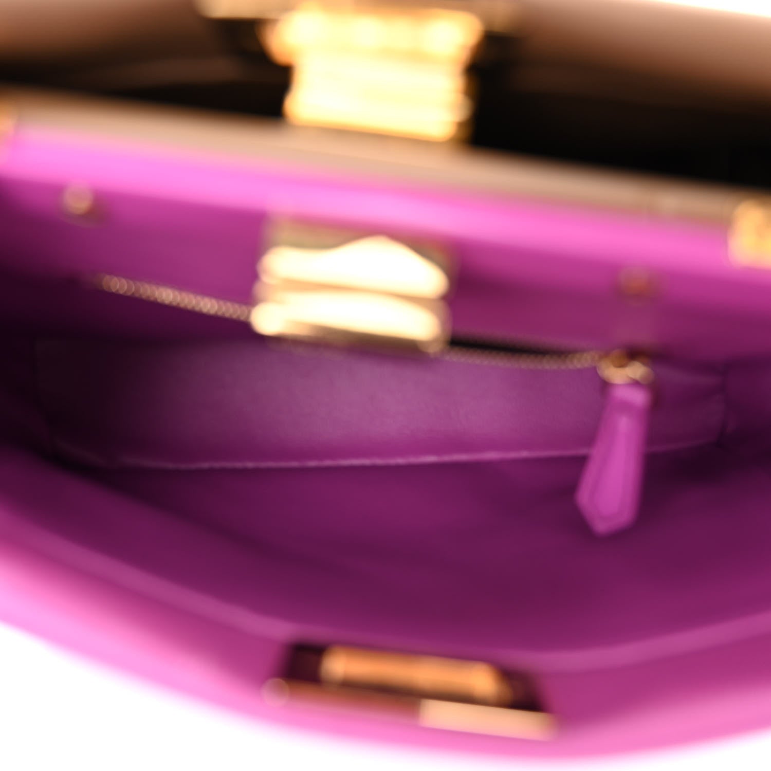Fendi Vitello Seta Nappa Plexiglass Bi-Color Mini Peekaboo Iconic Satchel Bouganville Sand 6 of 13