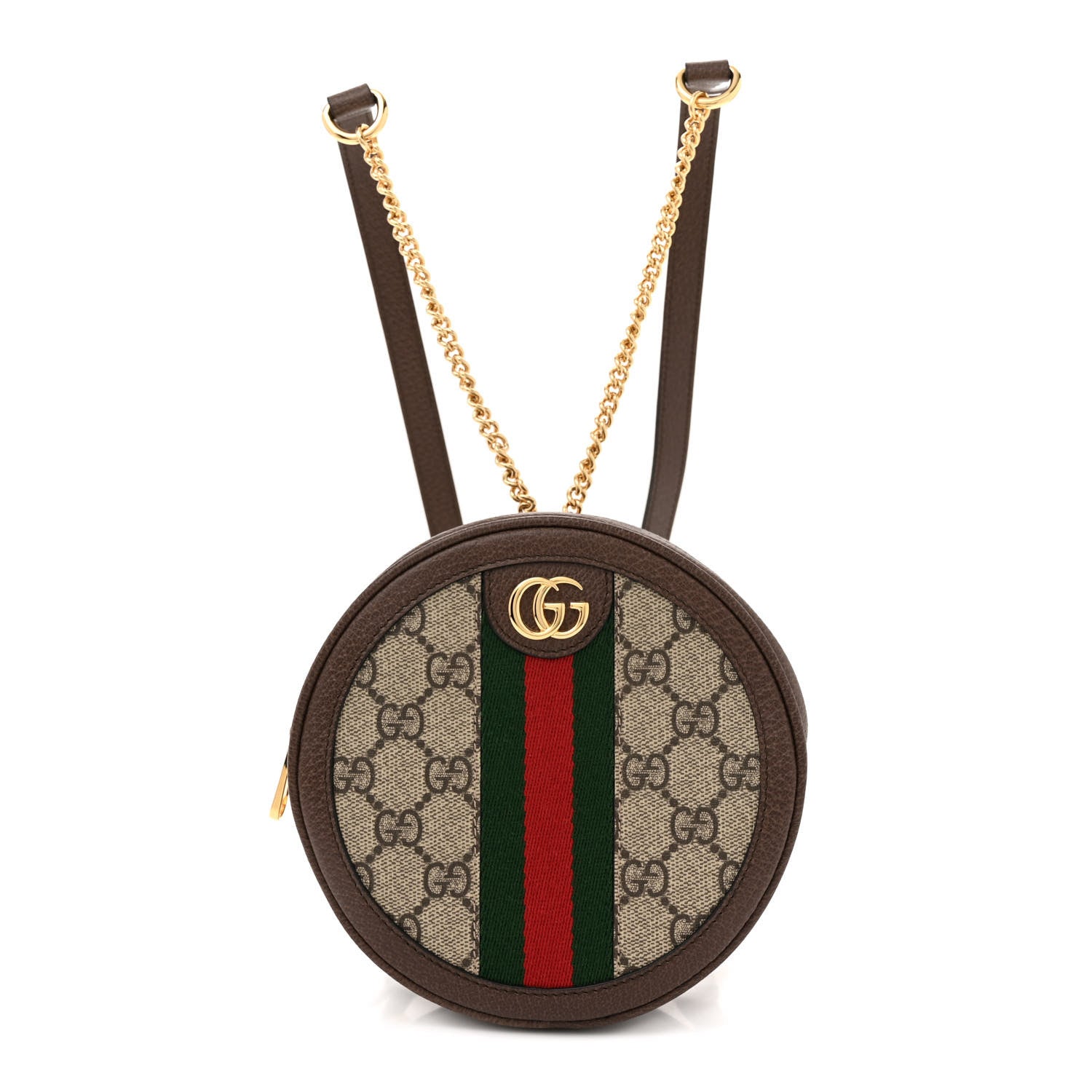 Gucci GG Supreme Monogram Web Mini Ophidia Round Backpack Brown 1 of 12