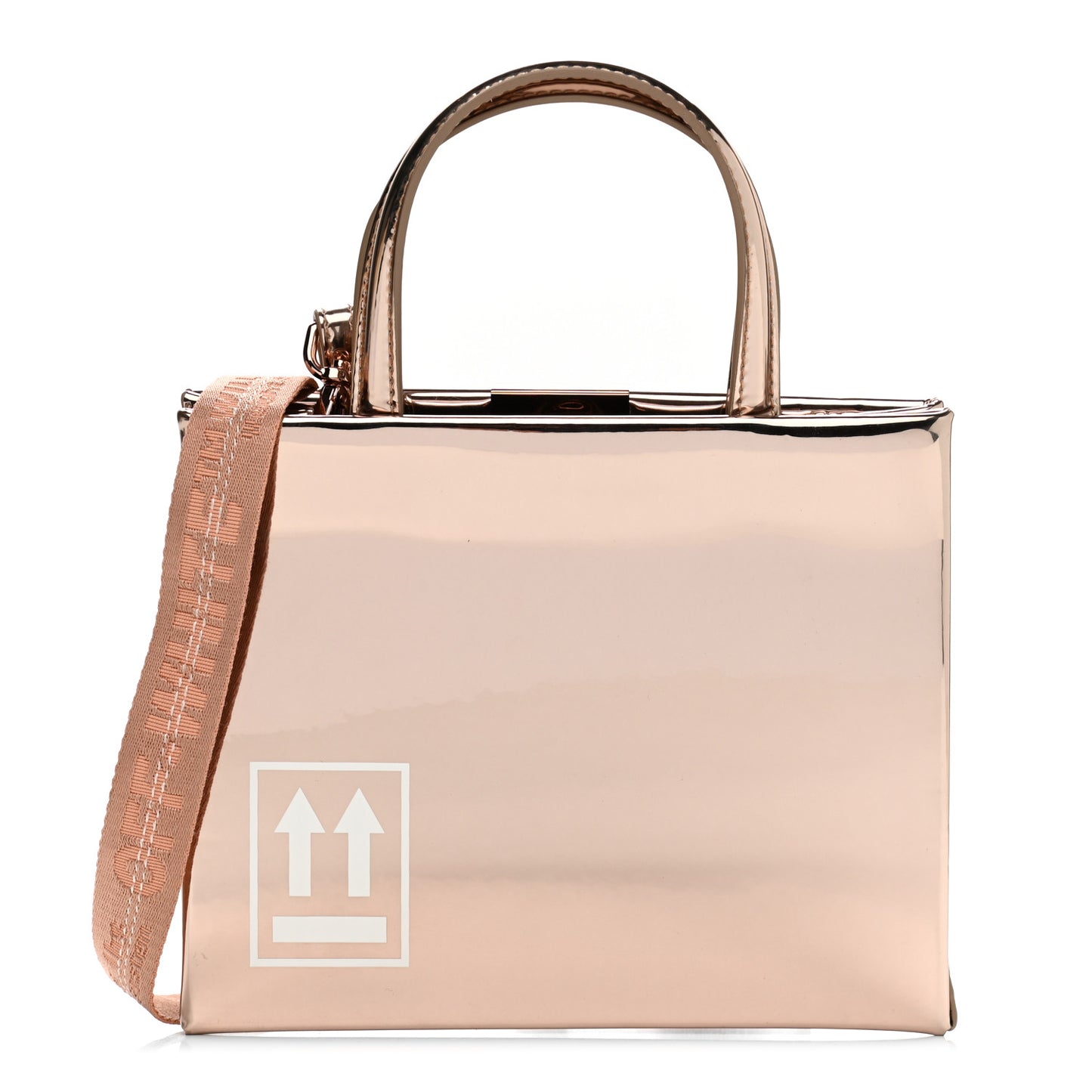 Metallic Patent Mini Box Bag Rose Gold