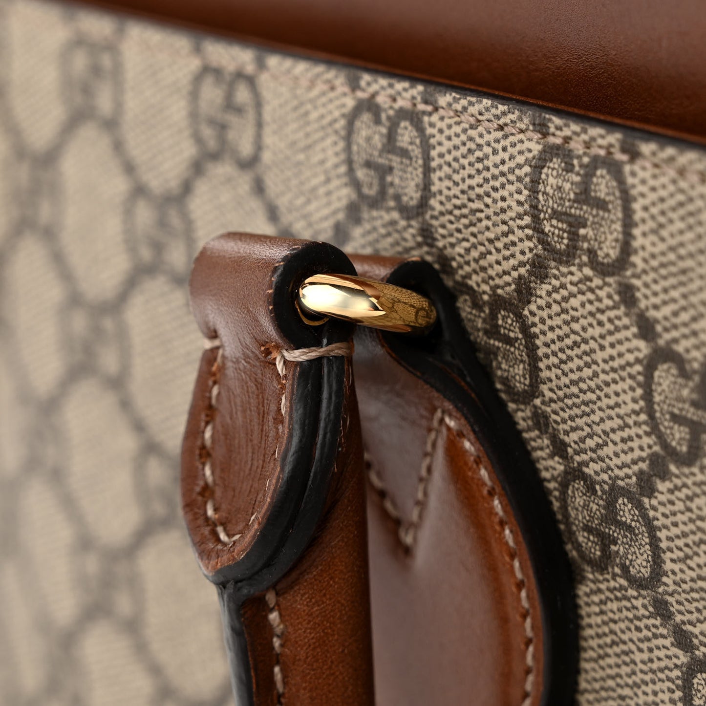 GG Supreme Monogram Small Zip Top Tote Beige Tuscany