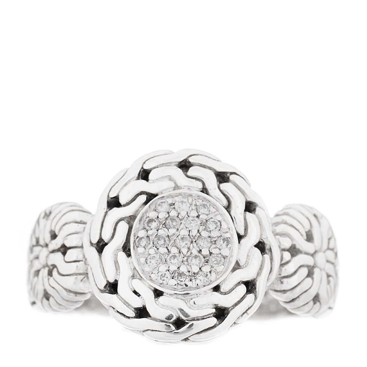 John Hardy Sterling Silver Diamond Small Circle Contour Ring 54 7 1 of 6