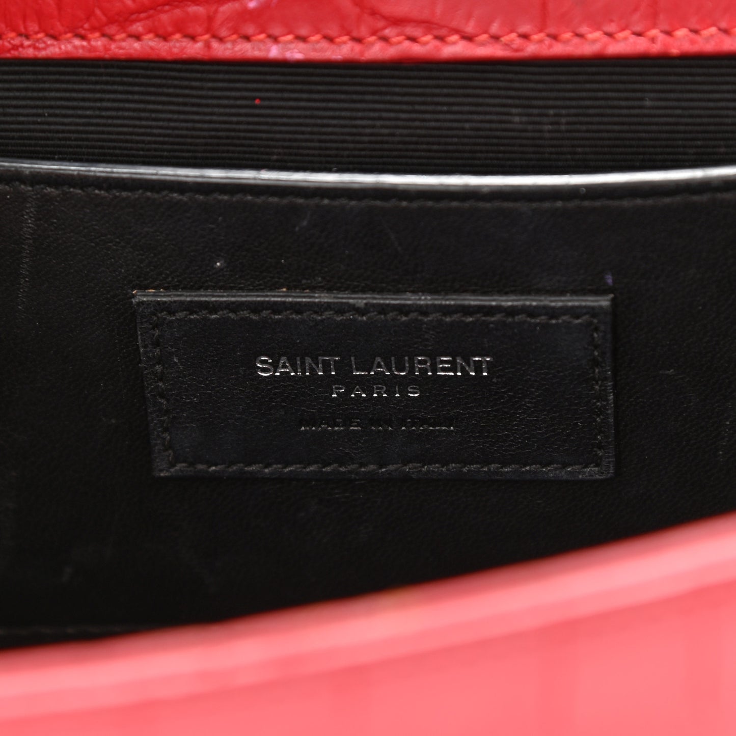 Calfskin Crocodile Embossed Medium Classic Monogram Kate Tassel Satchel Red