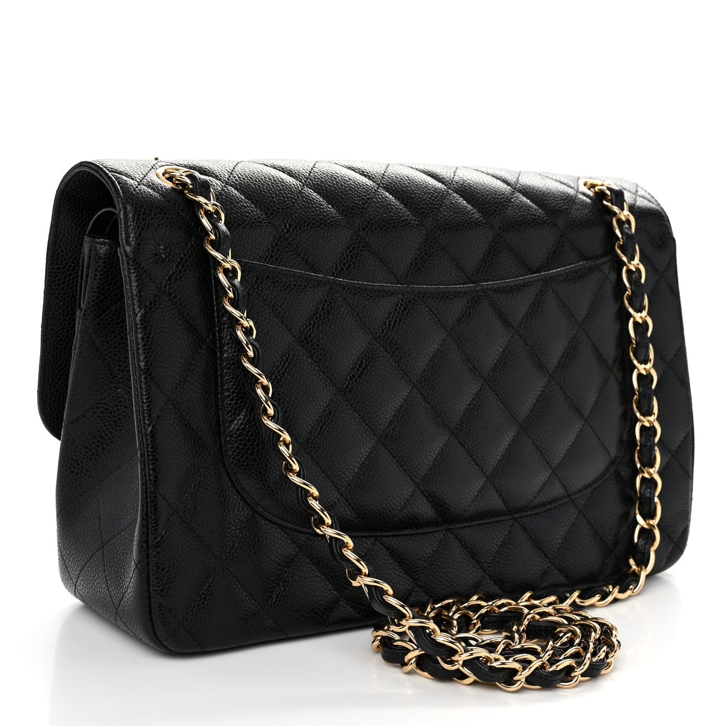Caviar Quilted Jumbo Double Flap Black