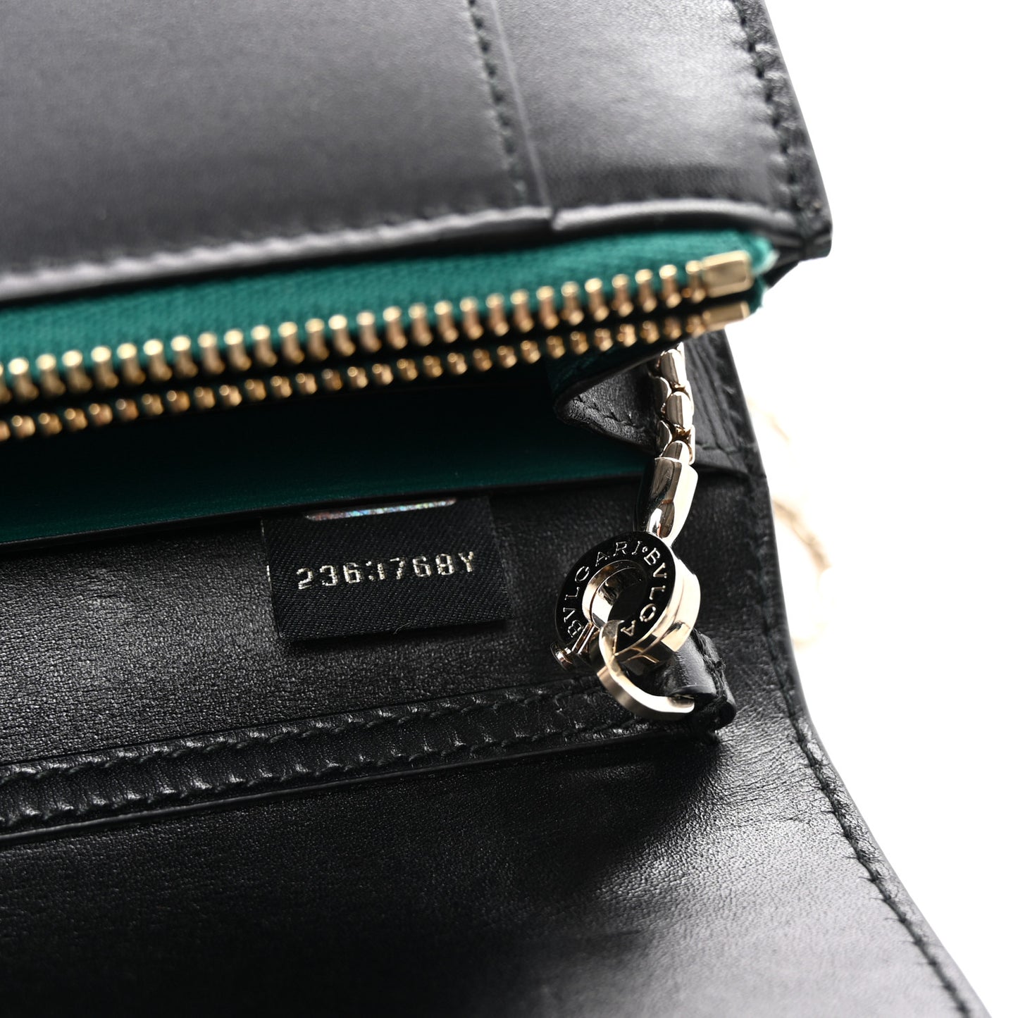 Calfskin Serpenti Forever Chain Wallet Black