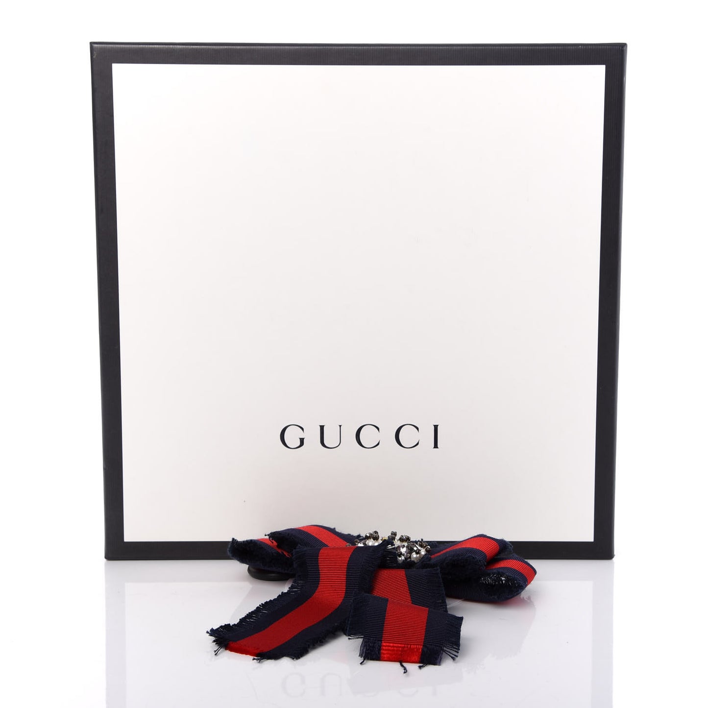 Grosgrain Web Crystal Bow Brooch Blue Red