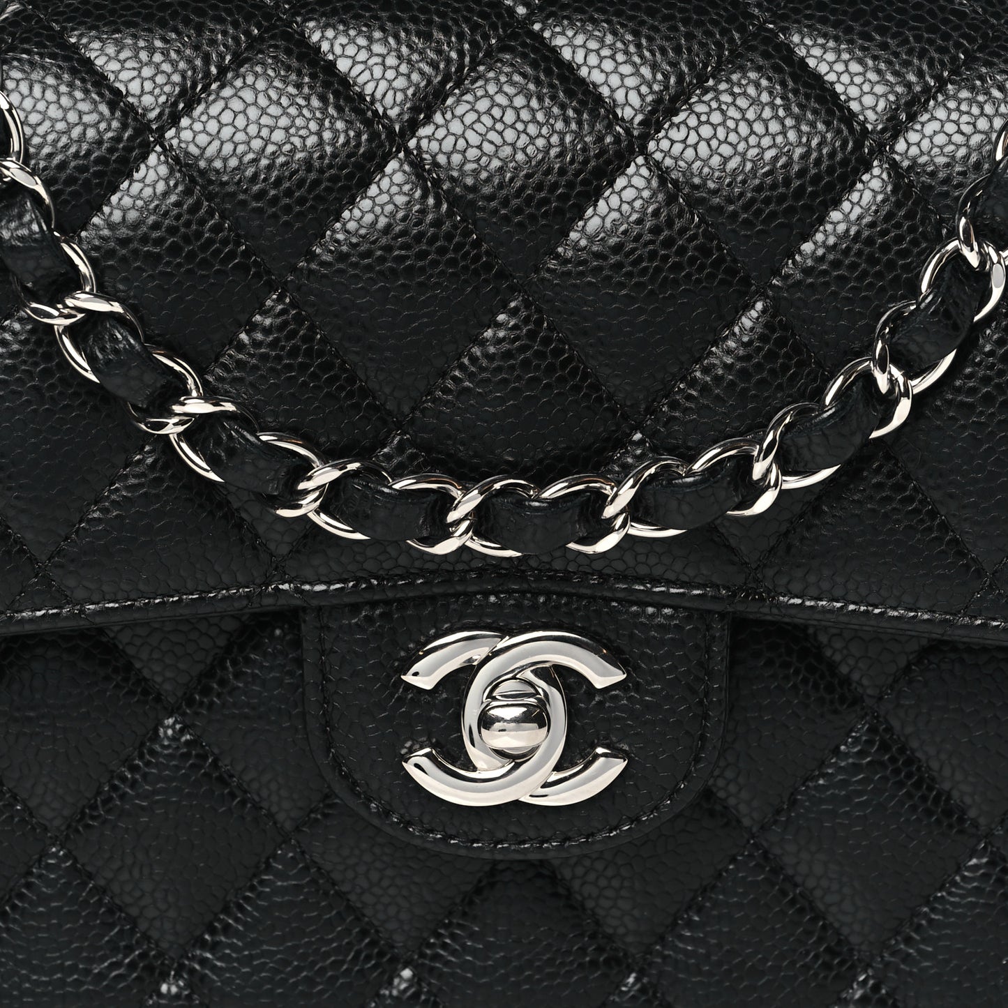 Caviar Quilted Small Double Flap Black