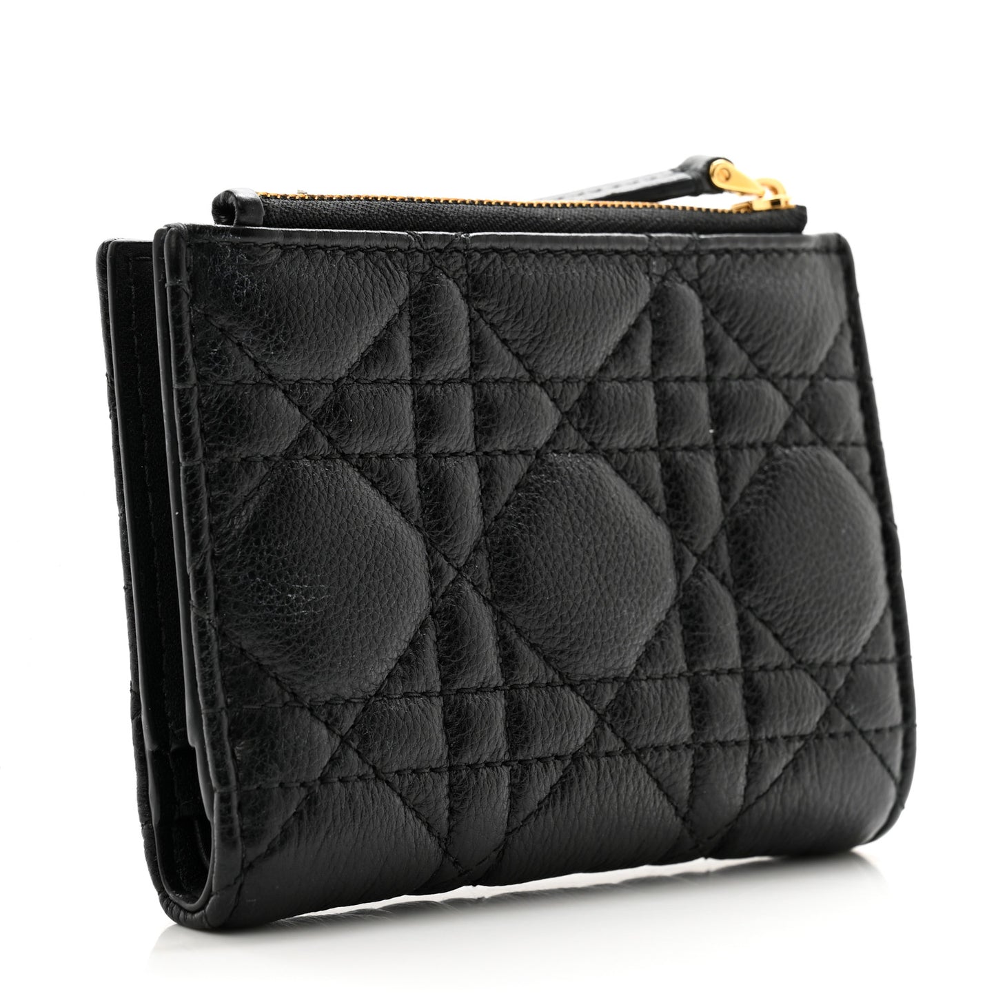Grained Calfskin Supple Cannage Caro Dahlia Wallet Black