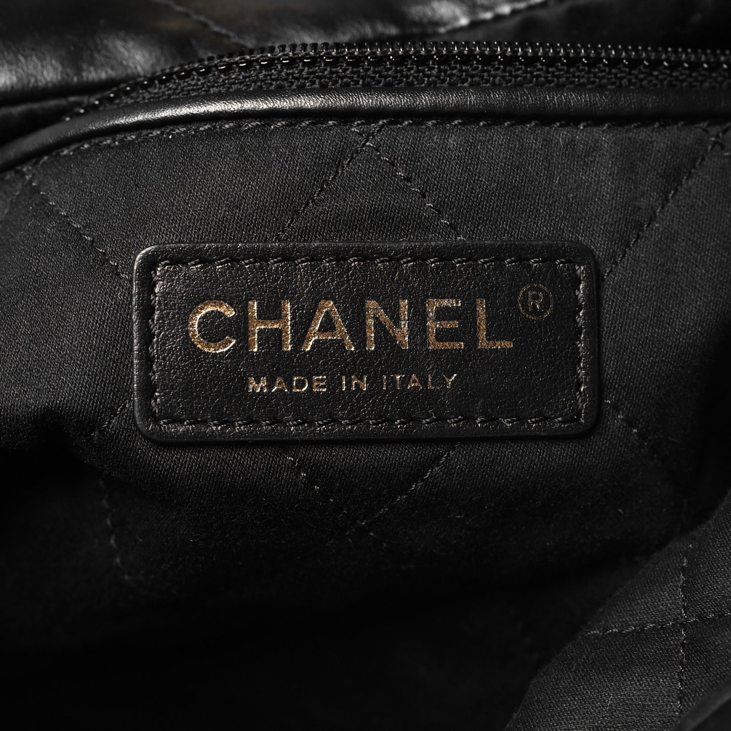 Shiny Calfskin Quilted Small Chanel 22 Black