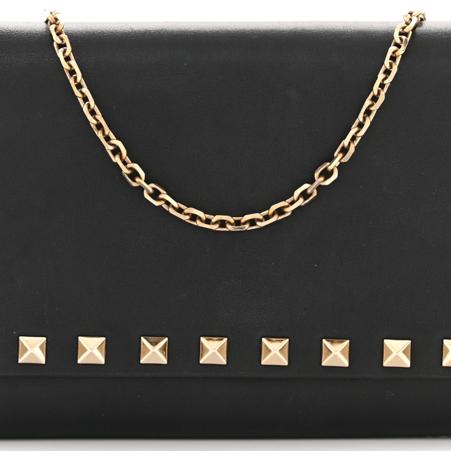 Vitello Rockstud Flap Wallet On Chain Black