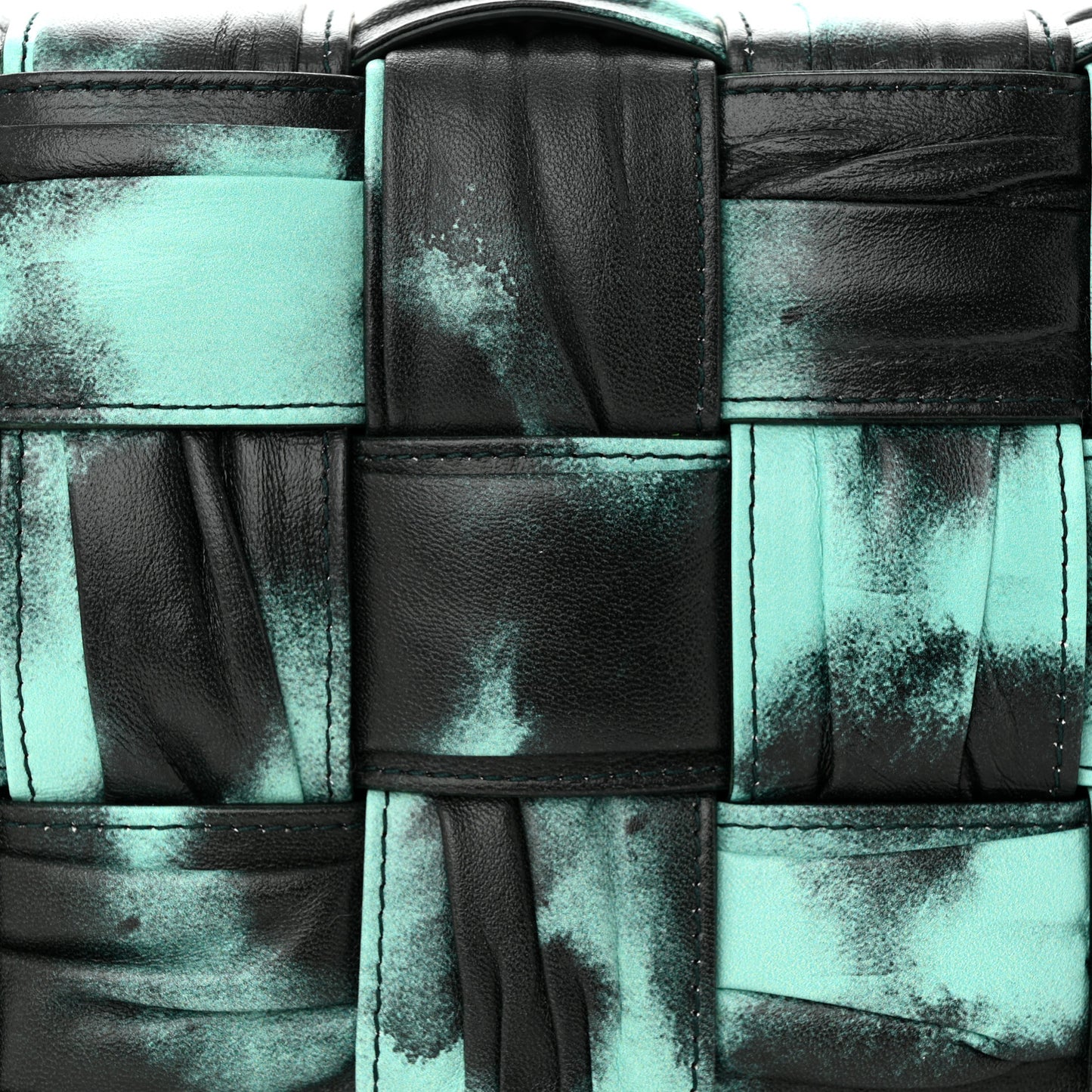 Foulard Tie Dye Maxi Intrecciato Padded Cassette Crossbody Bag Celadon Inkwell