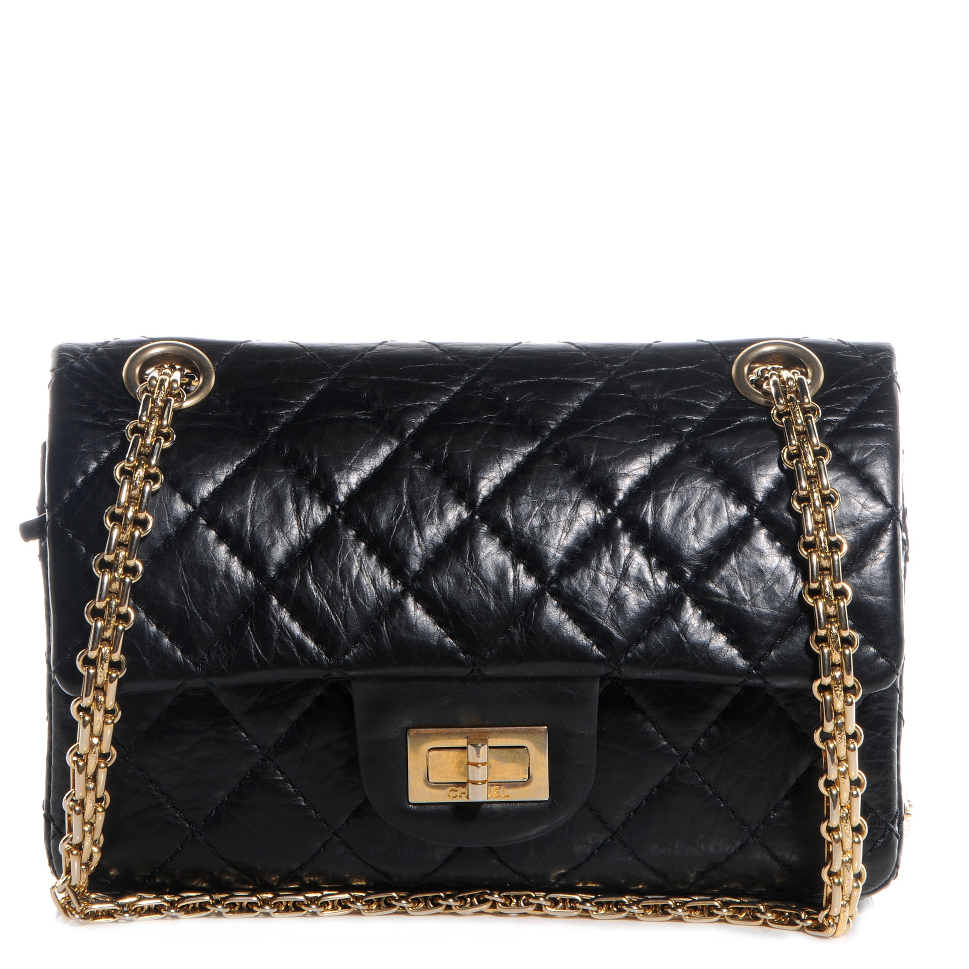 Chanel Aged Calfskin Quilted 50th Anniversary 2.55 Reissue 224 Flap Black 1 of 8