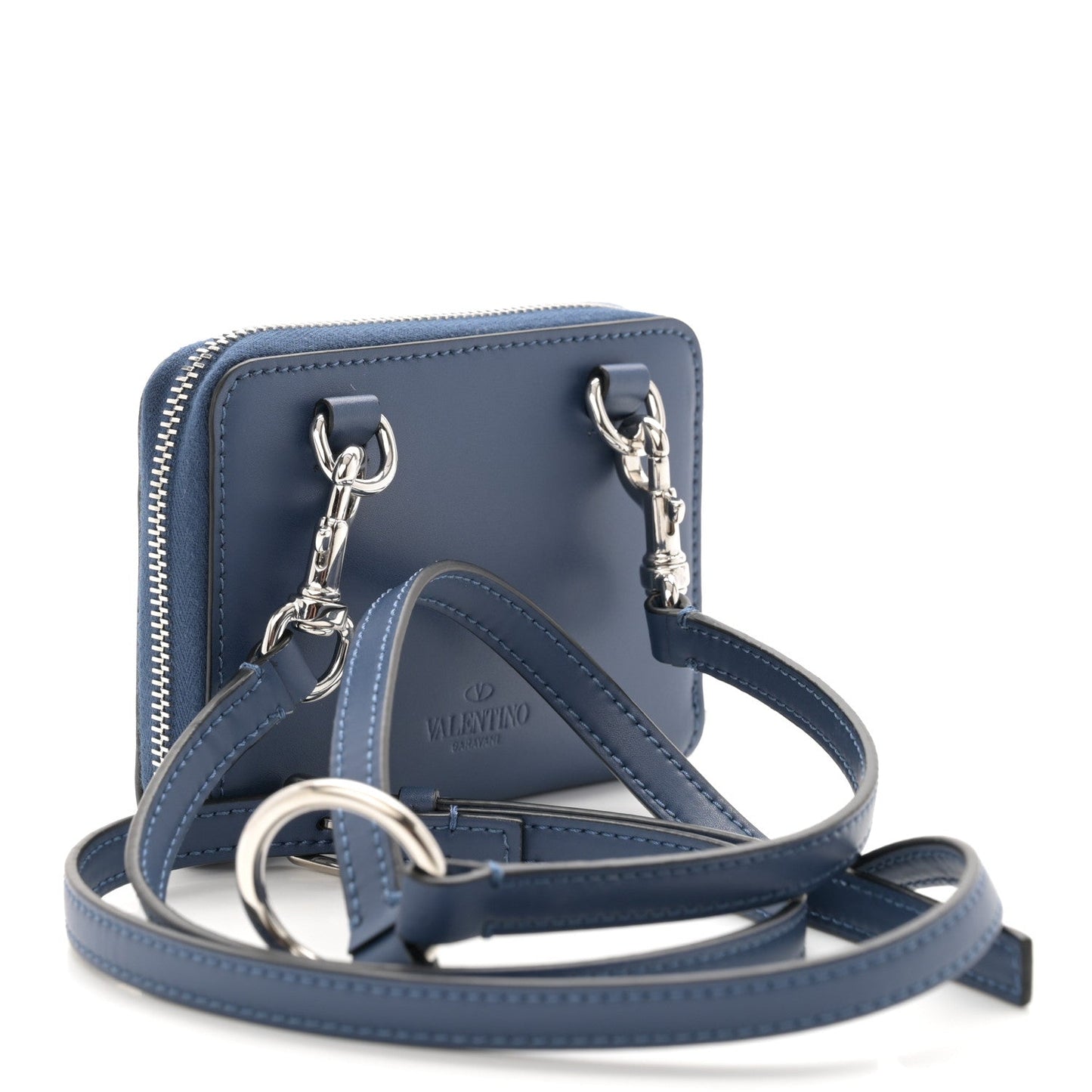 Calfskin VLTN Print Wallet Crossbody Bag Navy