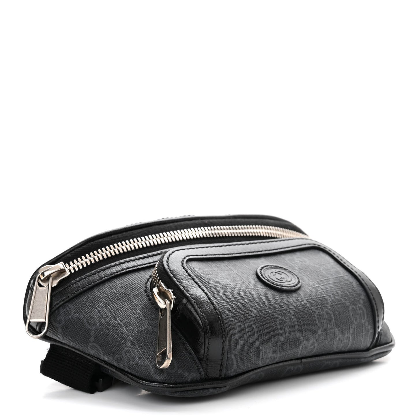 GG Supreme Monogram Textured Calfskin Retro Interlocking G Belt Bag Black
