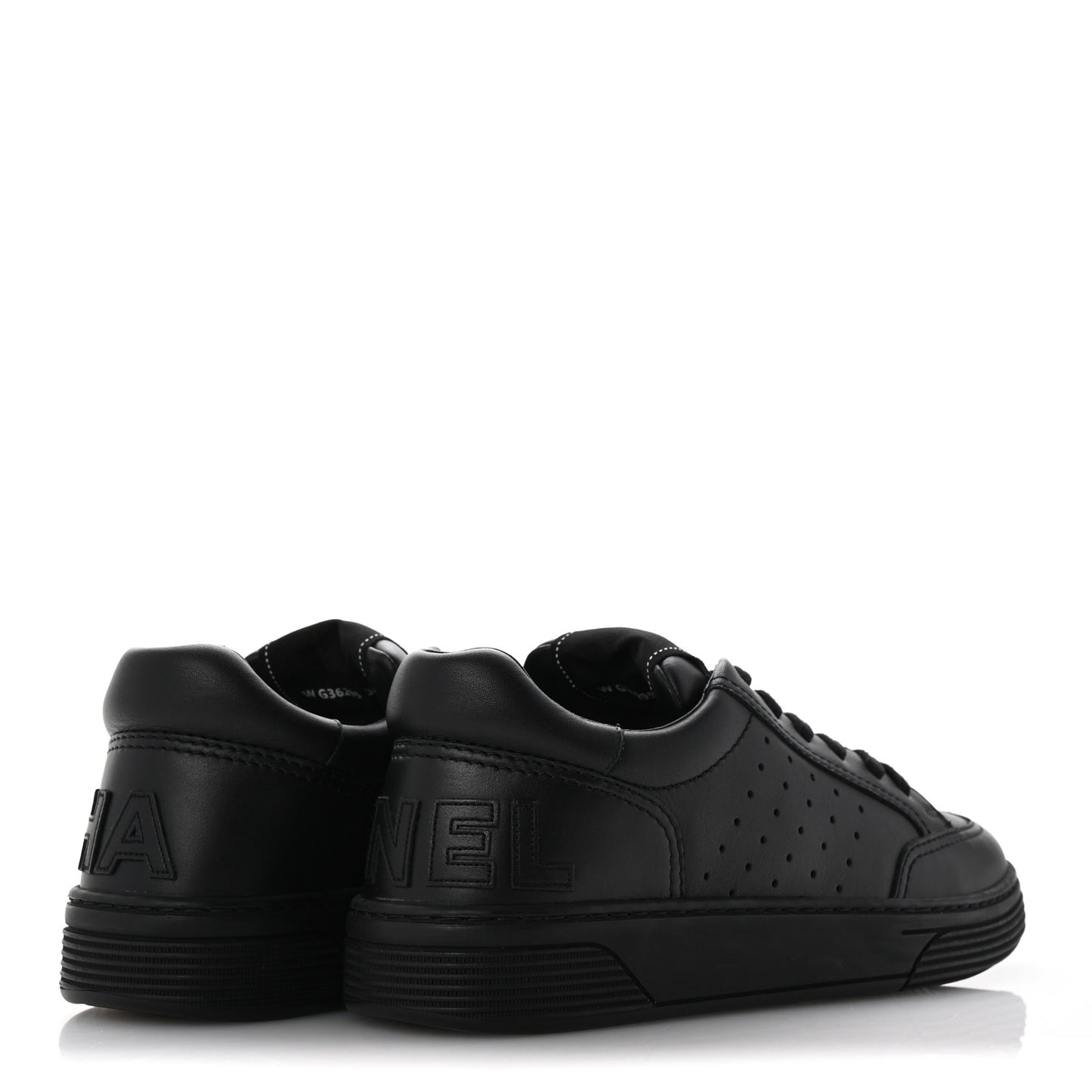 Calfskin Womens Logo Sneakers 38.5 Black