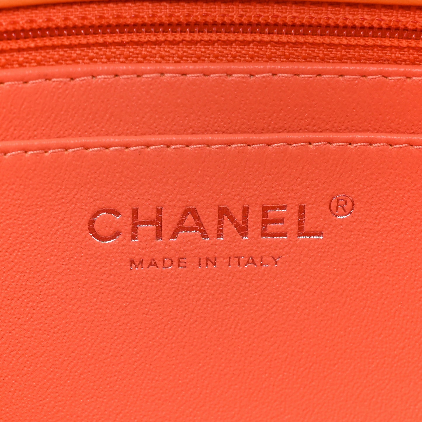 Lambskin Quilted Mini Rectangular Flap Orange