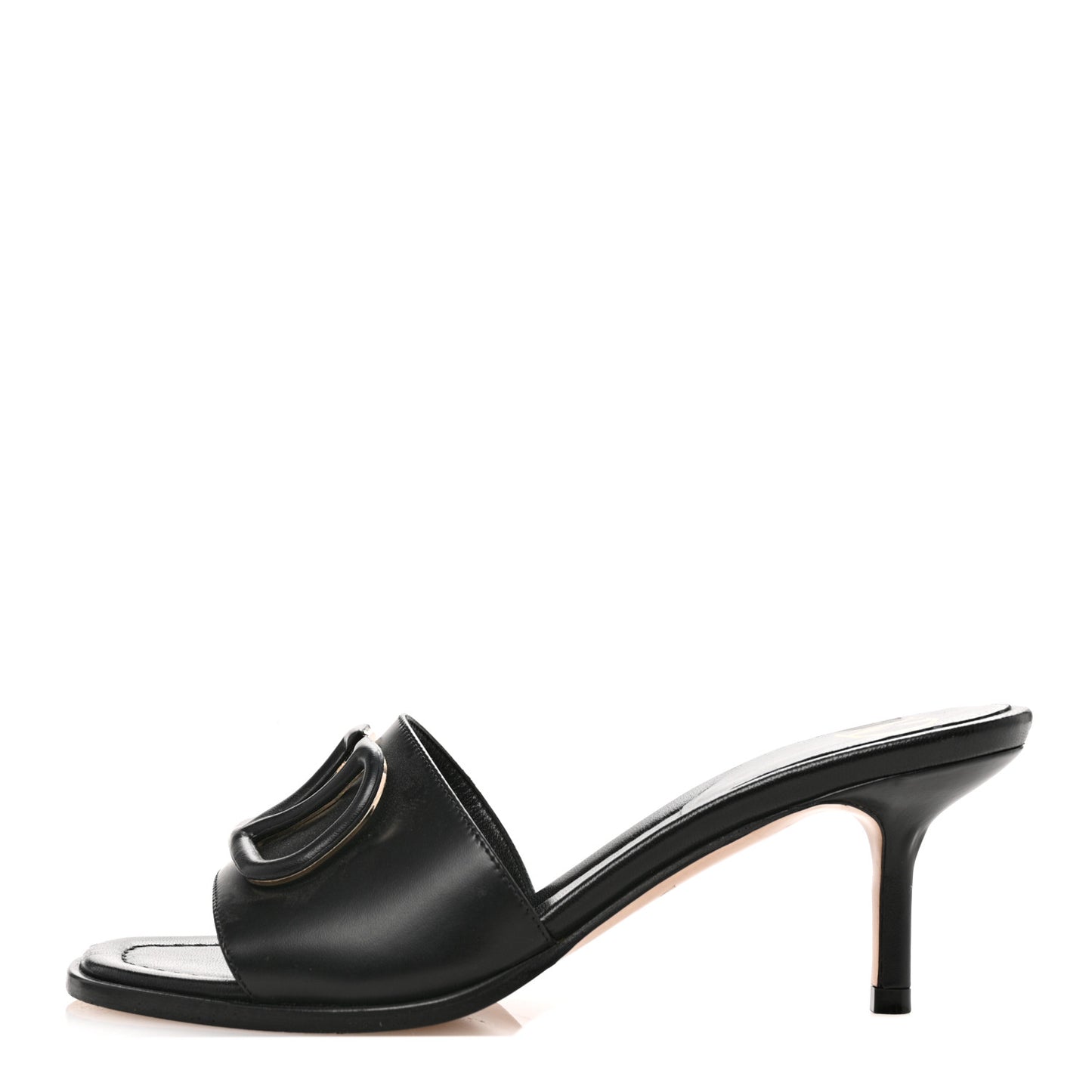 Calfskin VLogo 65mm Slide Sandals 35.5 Black