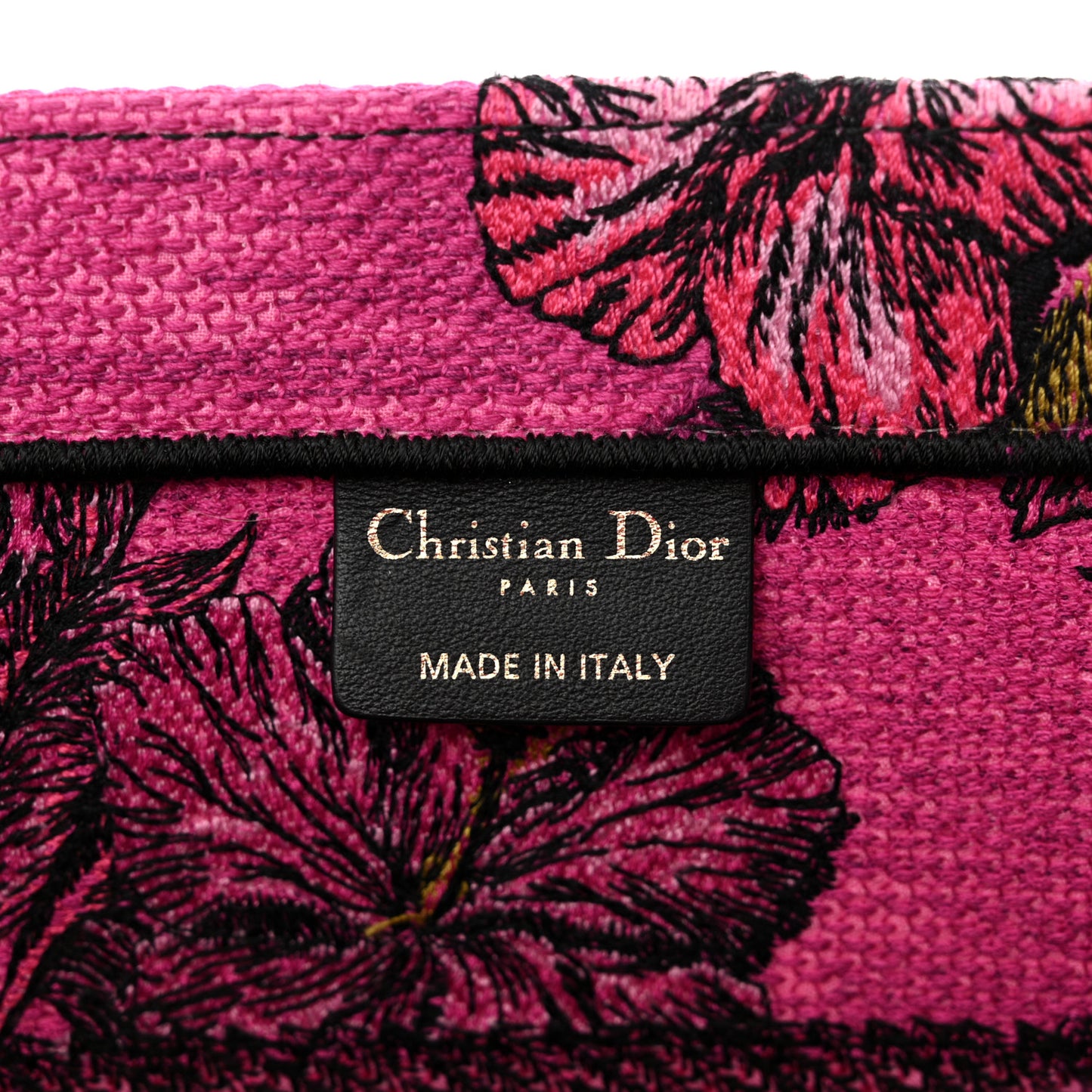 Canvas Embroidered Medium Toile de Jouy Voyage Book Tote Fuchsia Multicolor