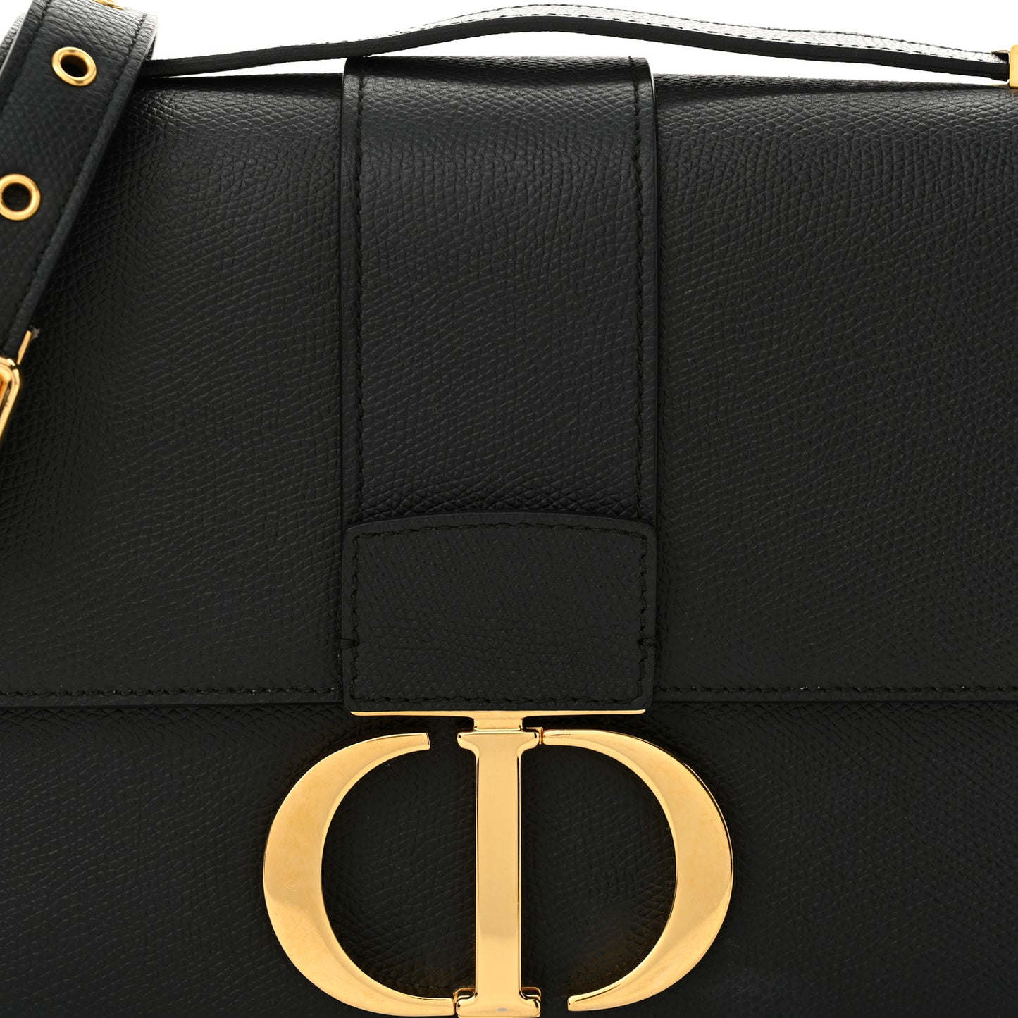 Grained Calfskin 30 Montaigne Flap Bag Black