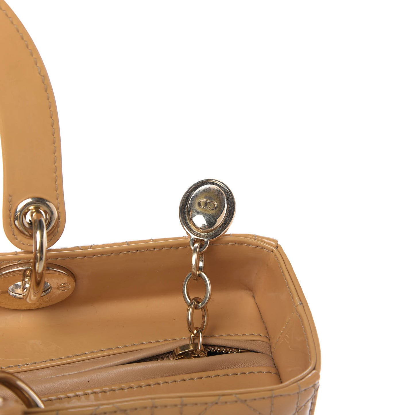 Patent Cannage Large Lady Dior Beige