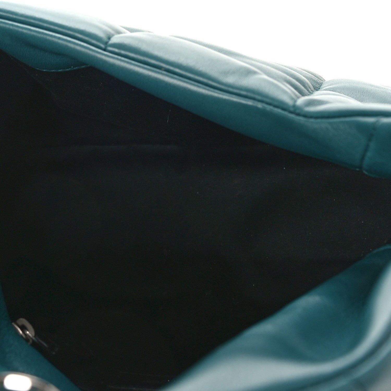 Saint Laurent Lambskin Quilted Small Loulou Puffer Monogram Chain Satchel Vert Canard 5 of 9